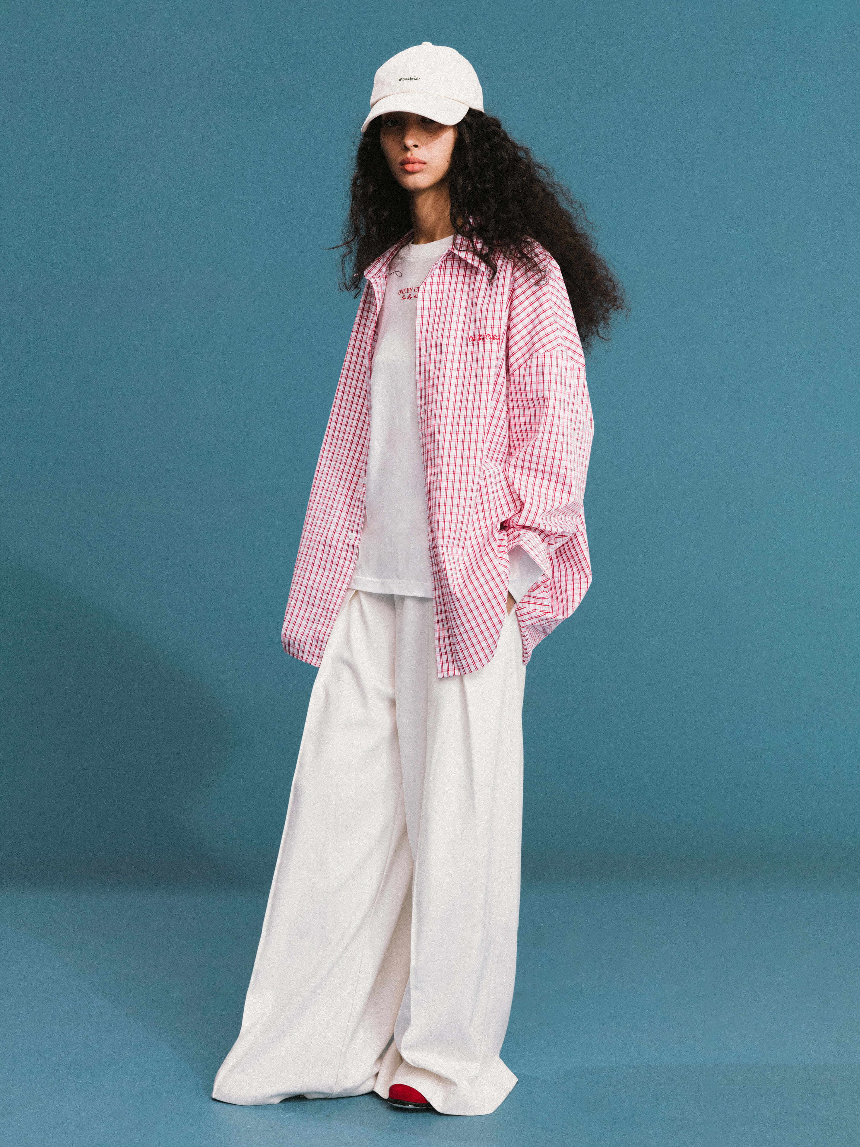 ONE BY CUBIC Checked Oversized Cotton Shirt-7