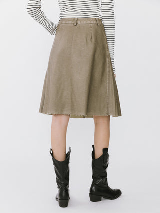 Raw Edge Pleated A-line Skirt