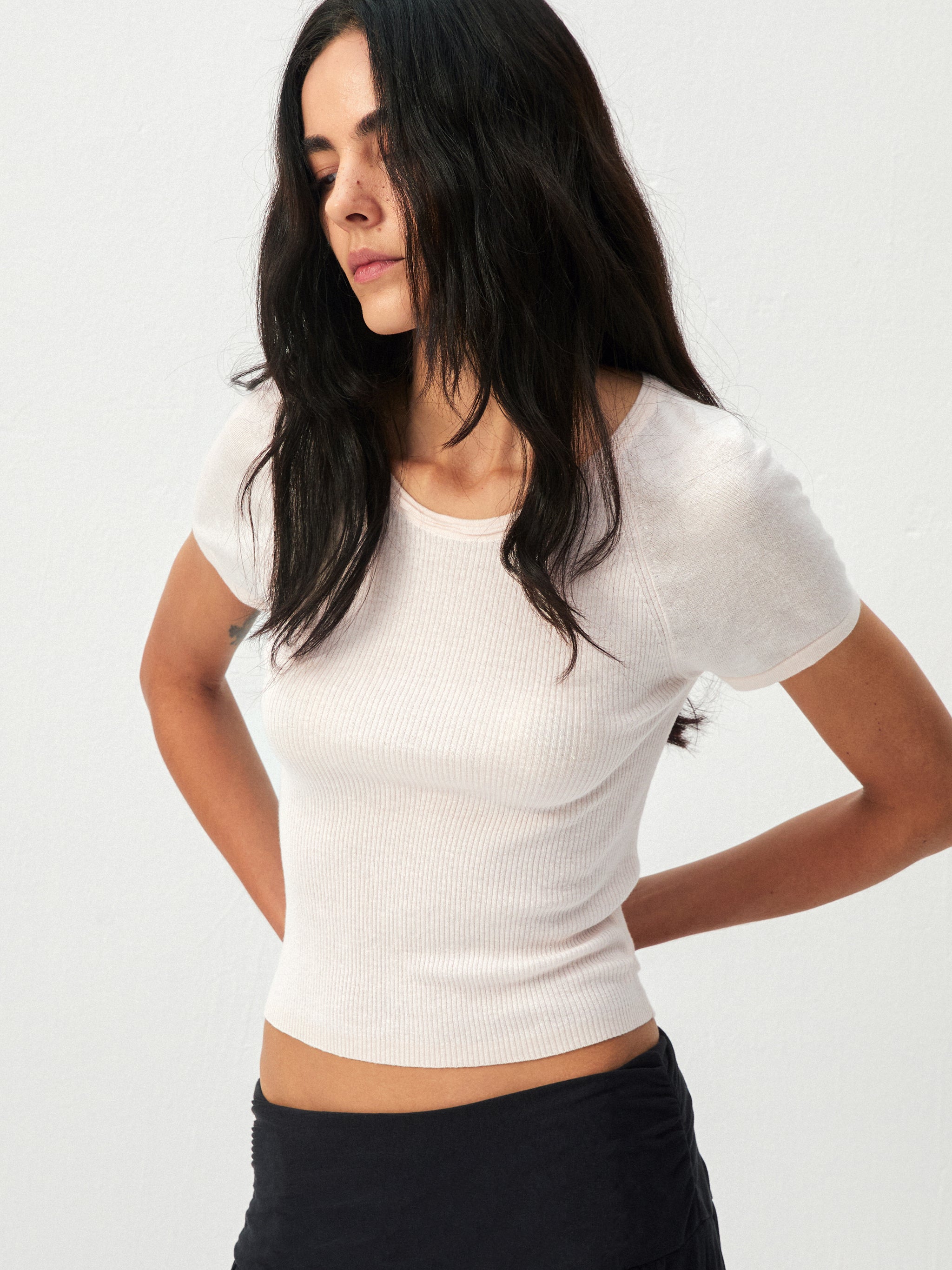 CUBIC Lyocell-Hemp Cropped Knit Top-7