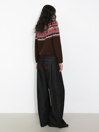 100% Wool Fair Isle Wool Knit Cardigan