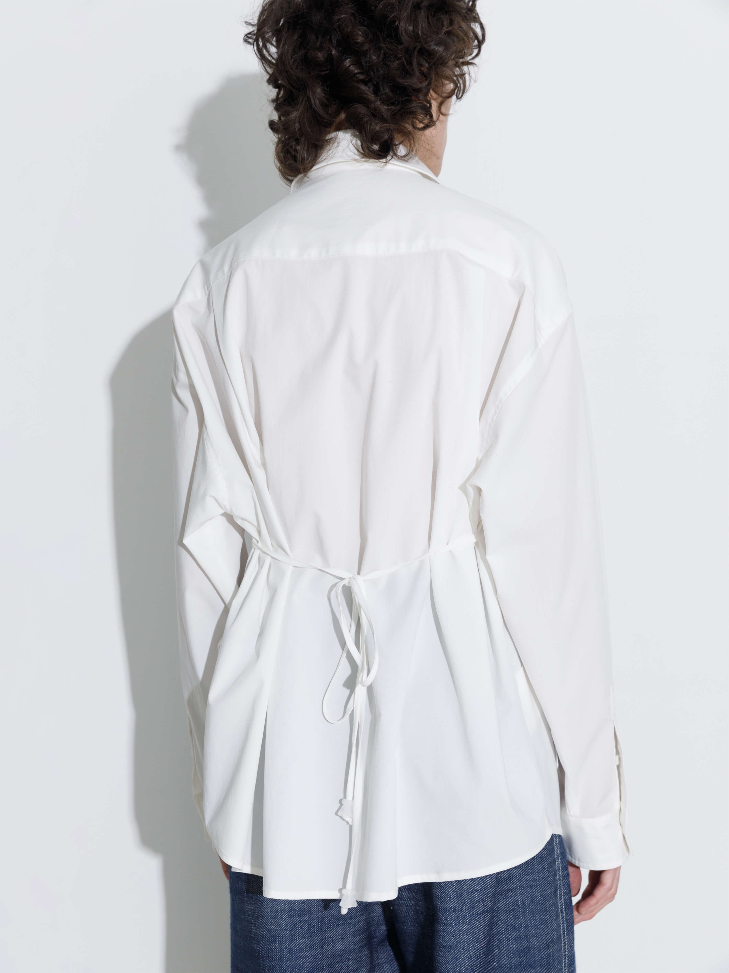 Drop Shoulder Oversized Shirt with Waist Tie-7