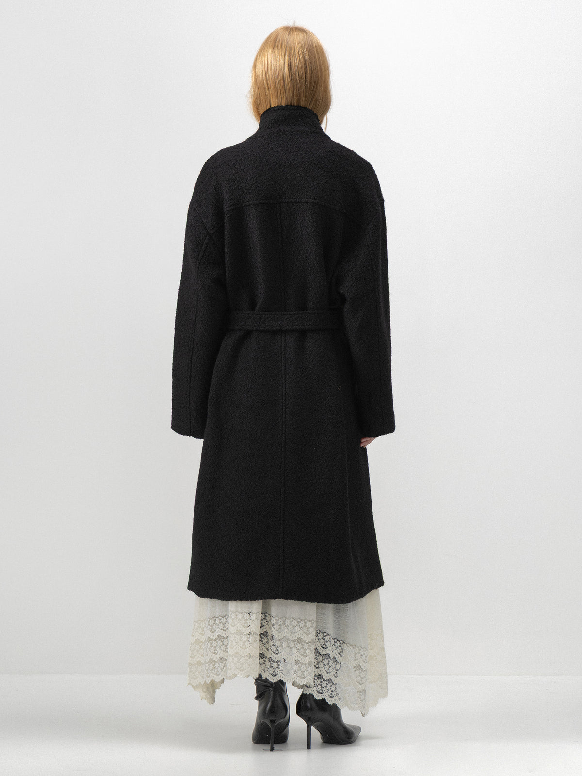 CUBIC Textured Toggle-Belted Wool Coat-6