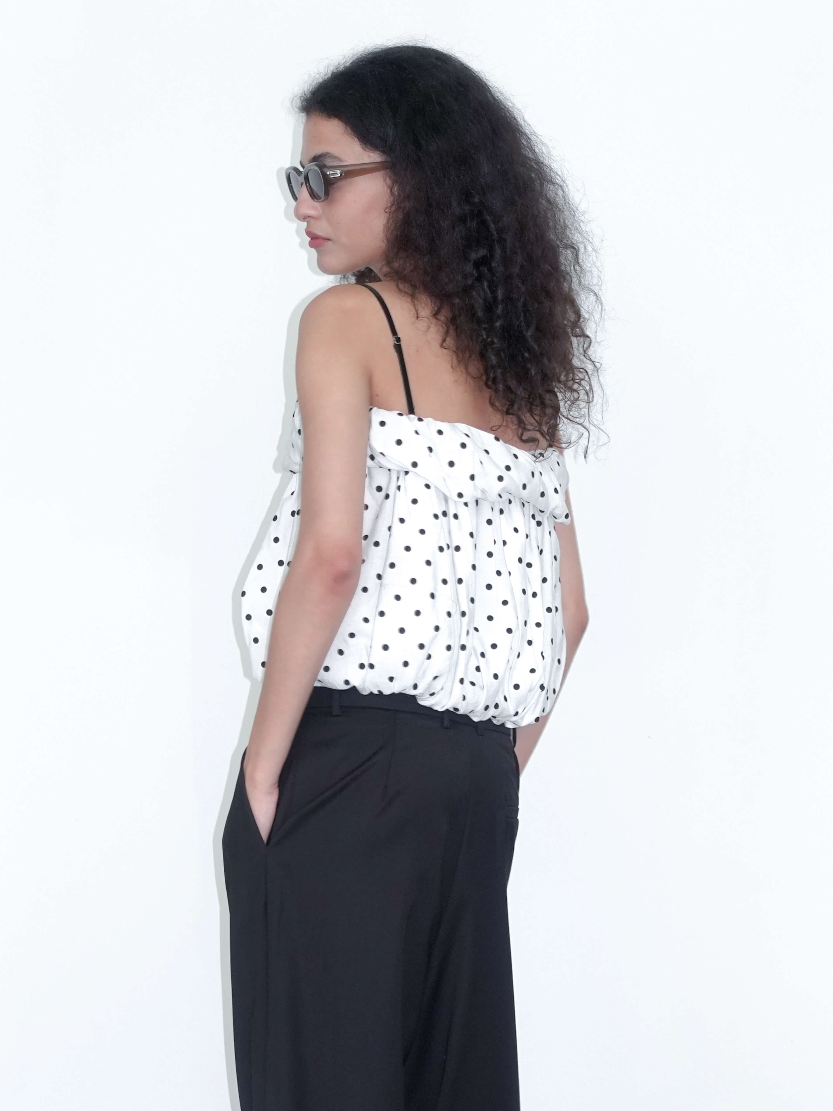Polka Dots Print Cropped Cami Top-7