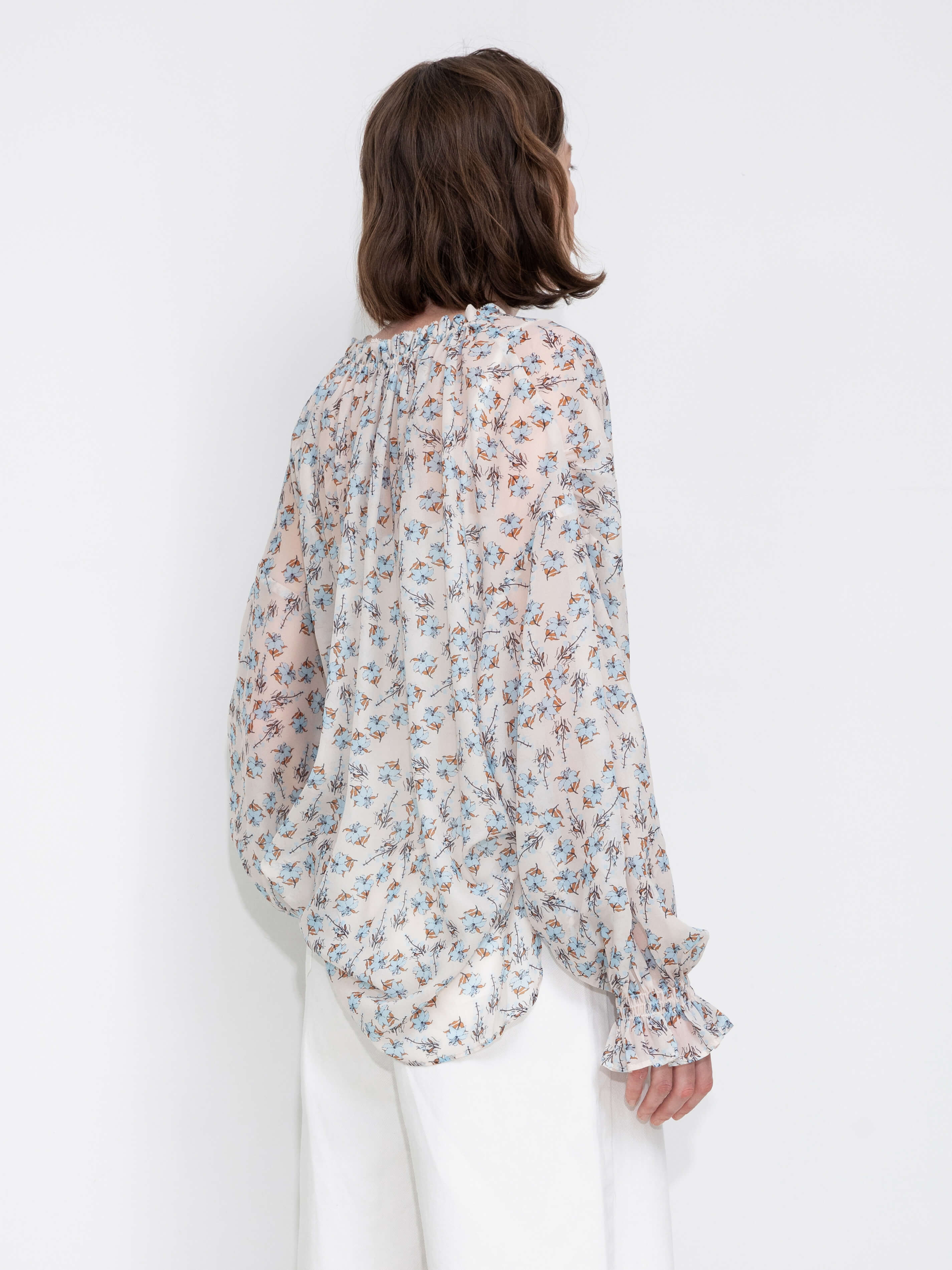V-Neck Flowy Floral Blouse-7