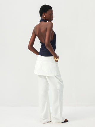 CUBIC Minimal Cowl Neck Halter Camisole