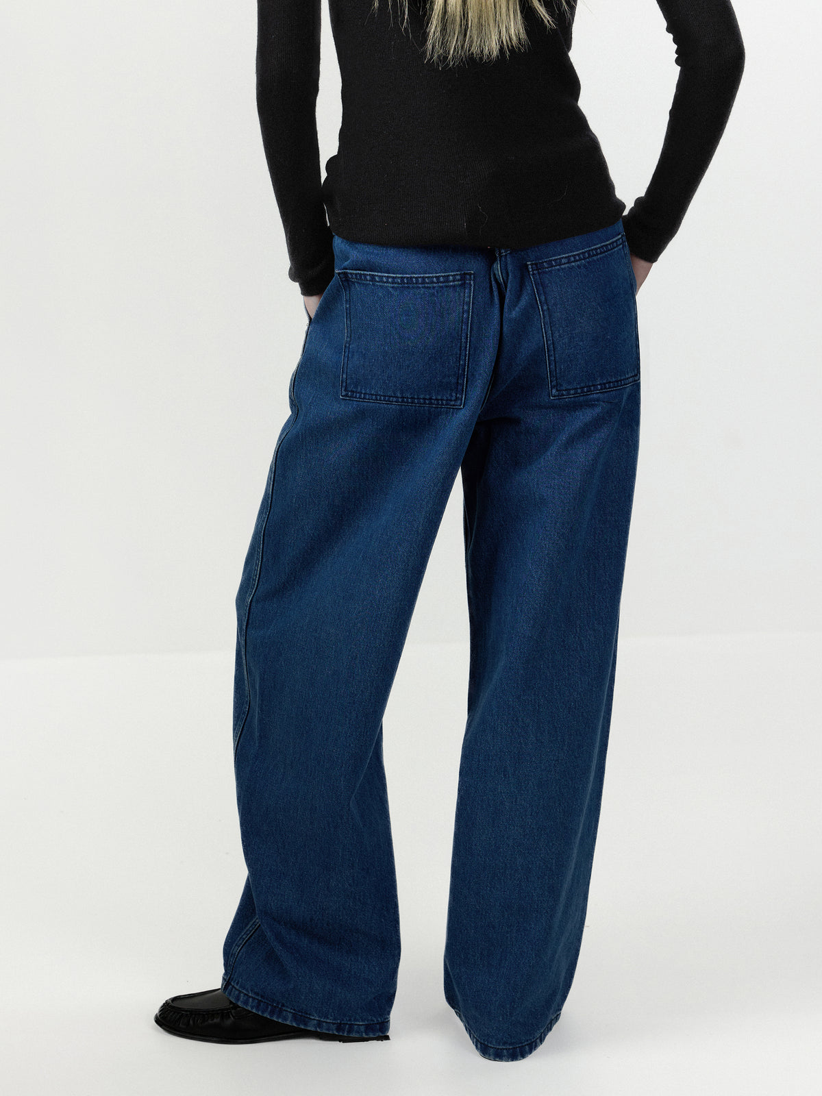 CUBIC 100% Cotton Curved Wide‑Leg Denim Jeans-6