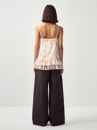 CUBIC Lace V-Neck Ruffle Floral Camisole