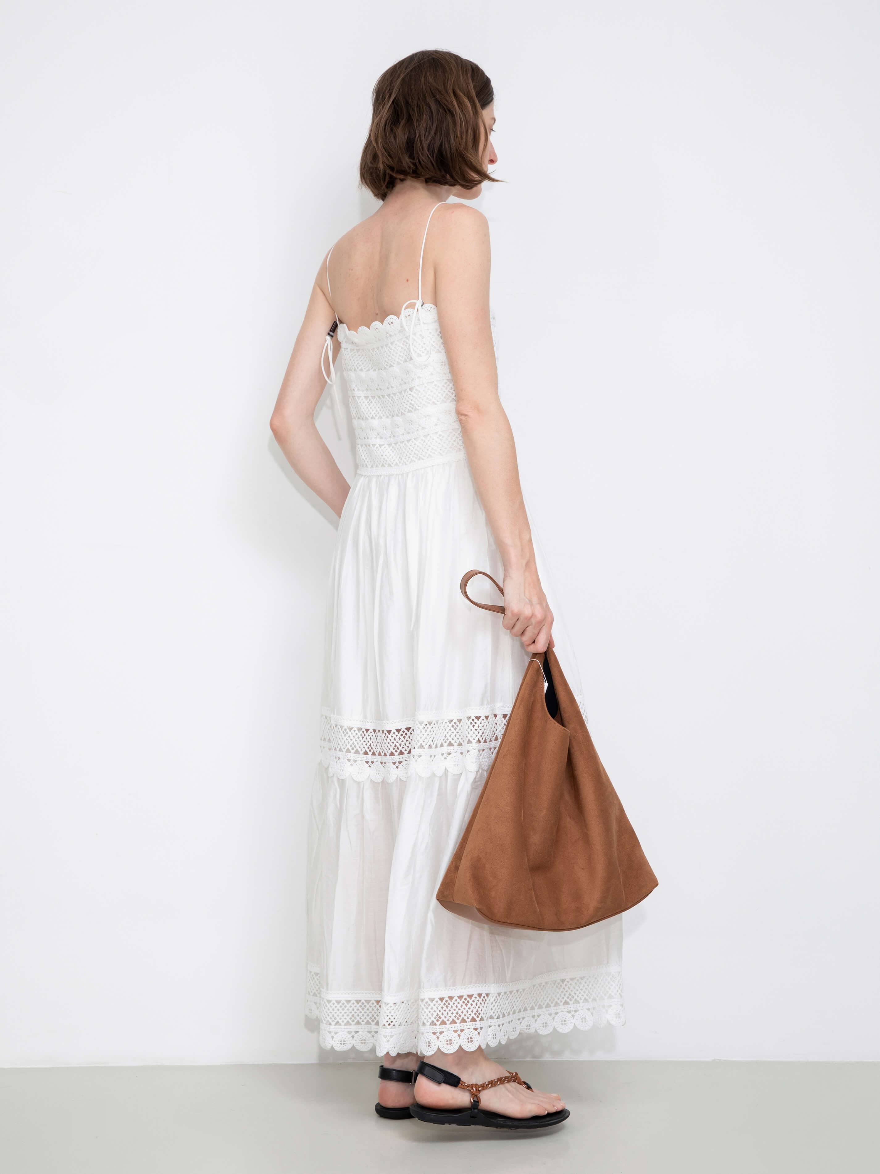 Crochet Lace Panelled Maxi Cami Dress-6