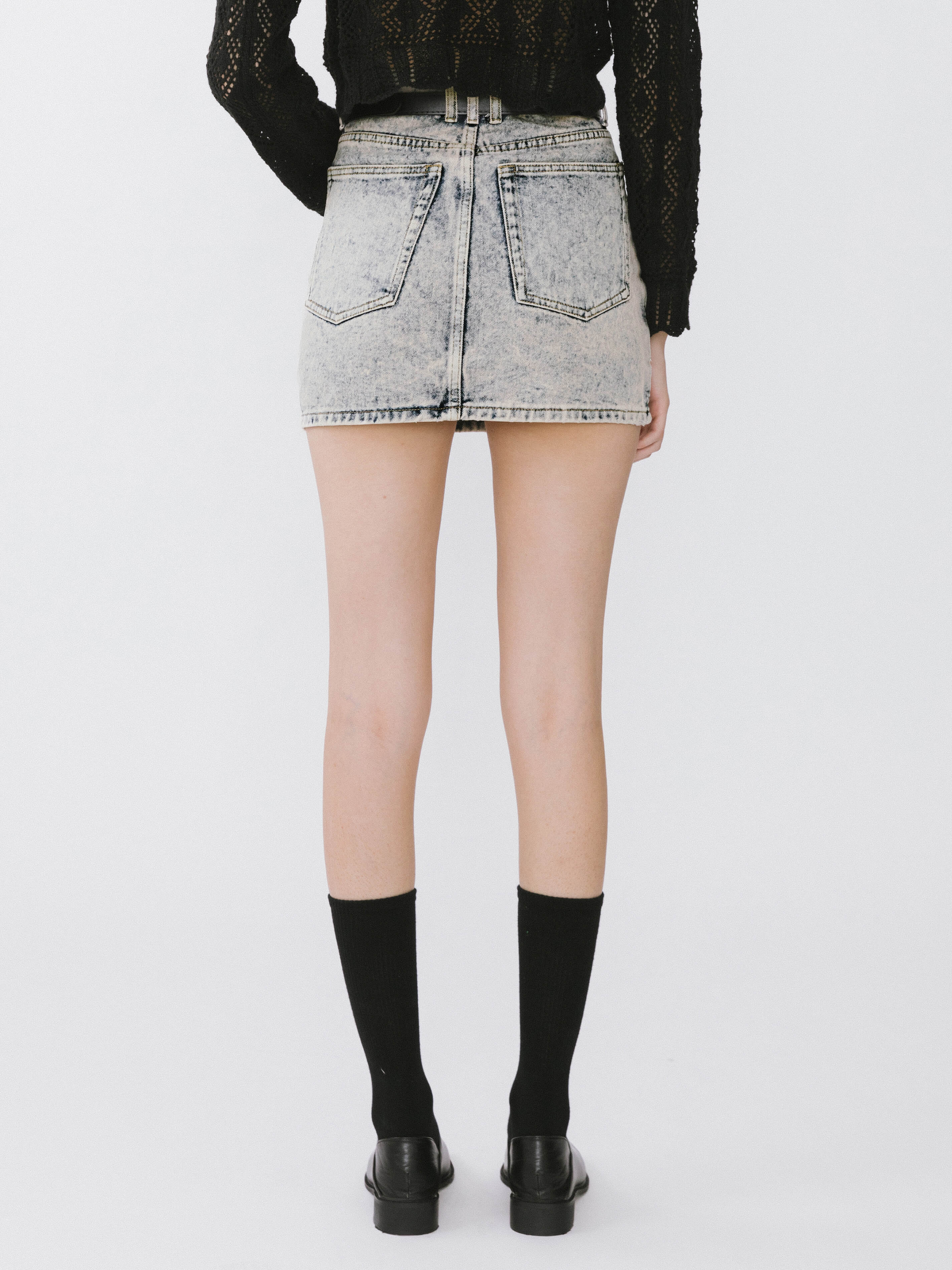 Acid Wash Denim Mini Skirt-6