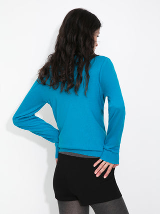 100% Wool Knit Cardigan with Crew Neck