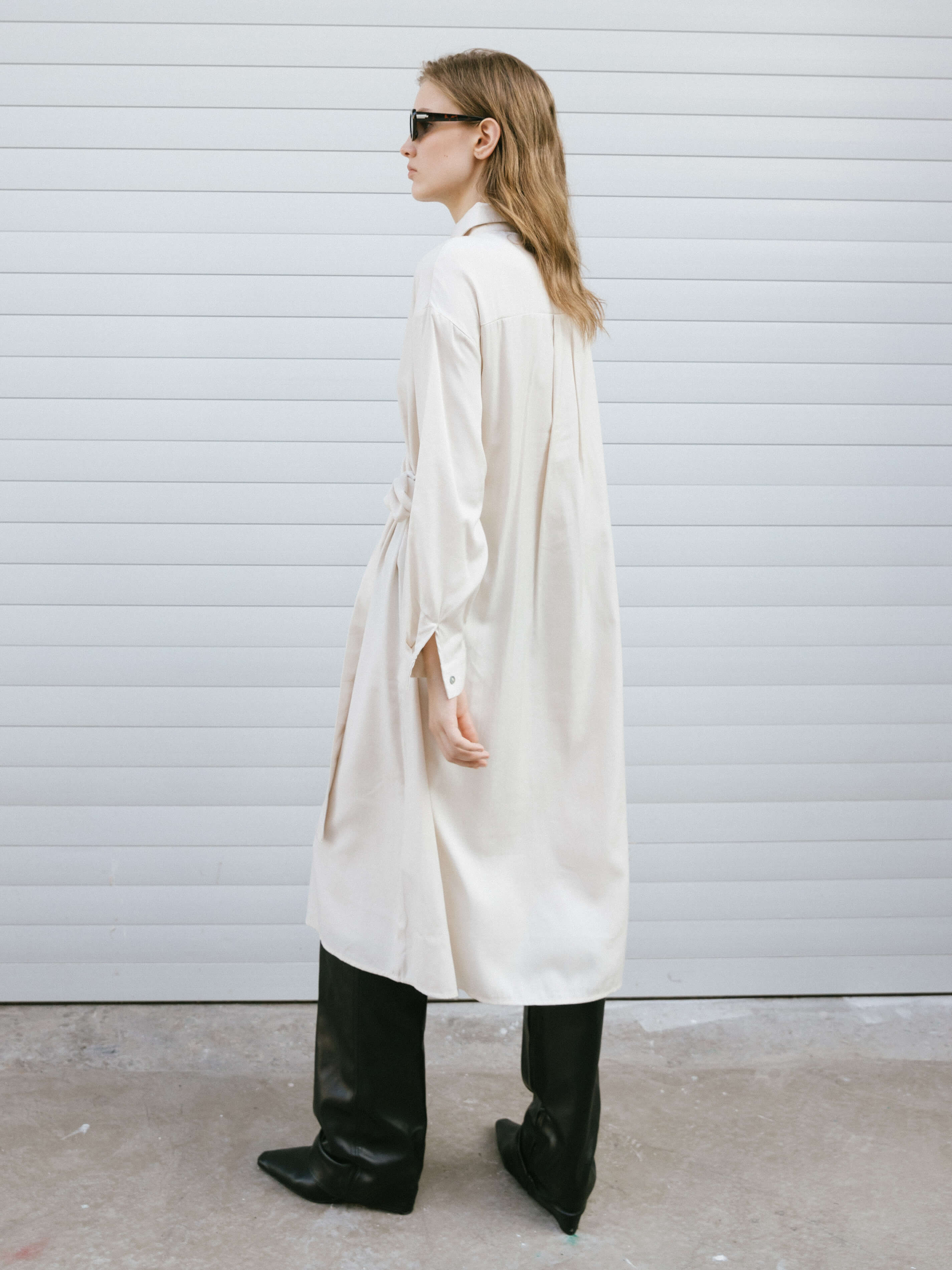 Beige Knotted Midi Dress-6