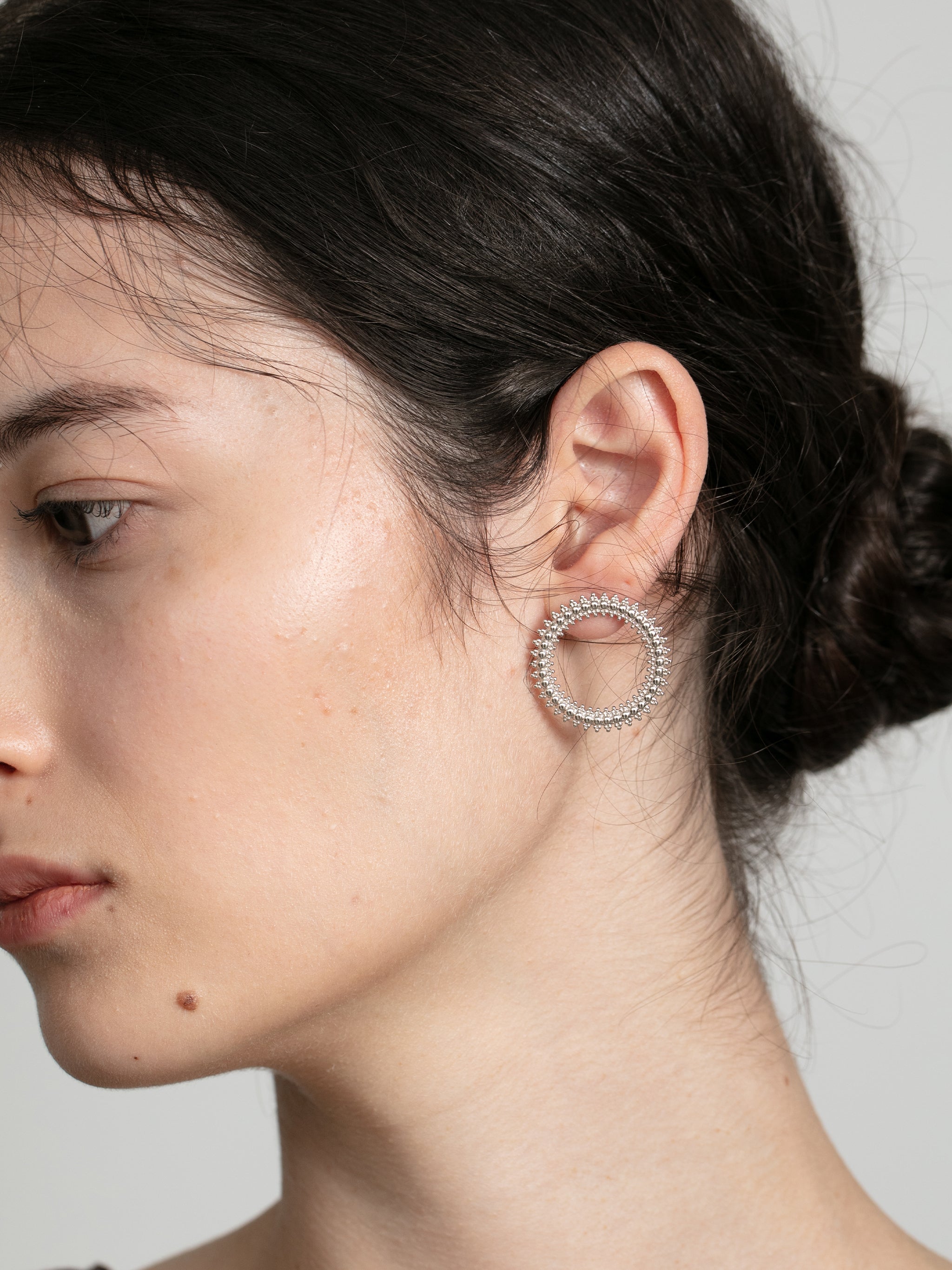 Beaded Circle Stud Earrings-6