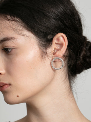 Beaded Circle Stud Earrings