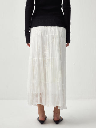 CUBIC Textured A-Line Embroidered Skirt(Pre order: 7 days)