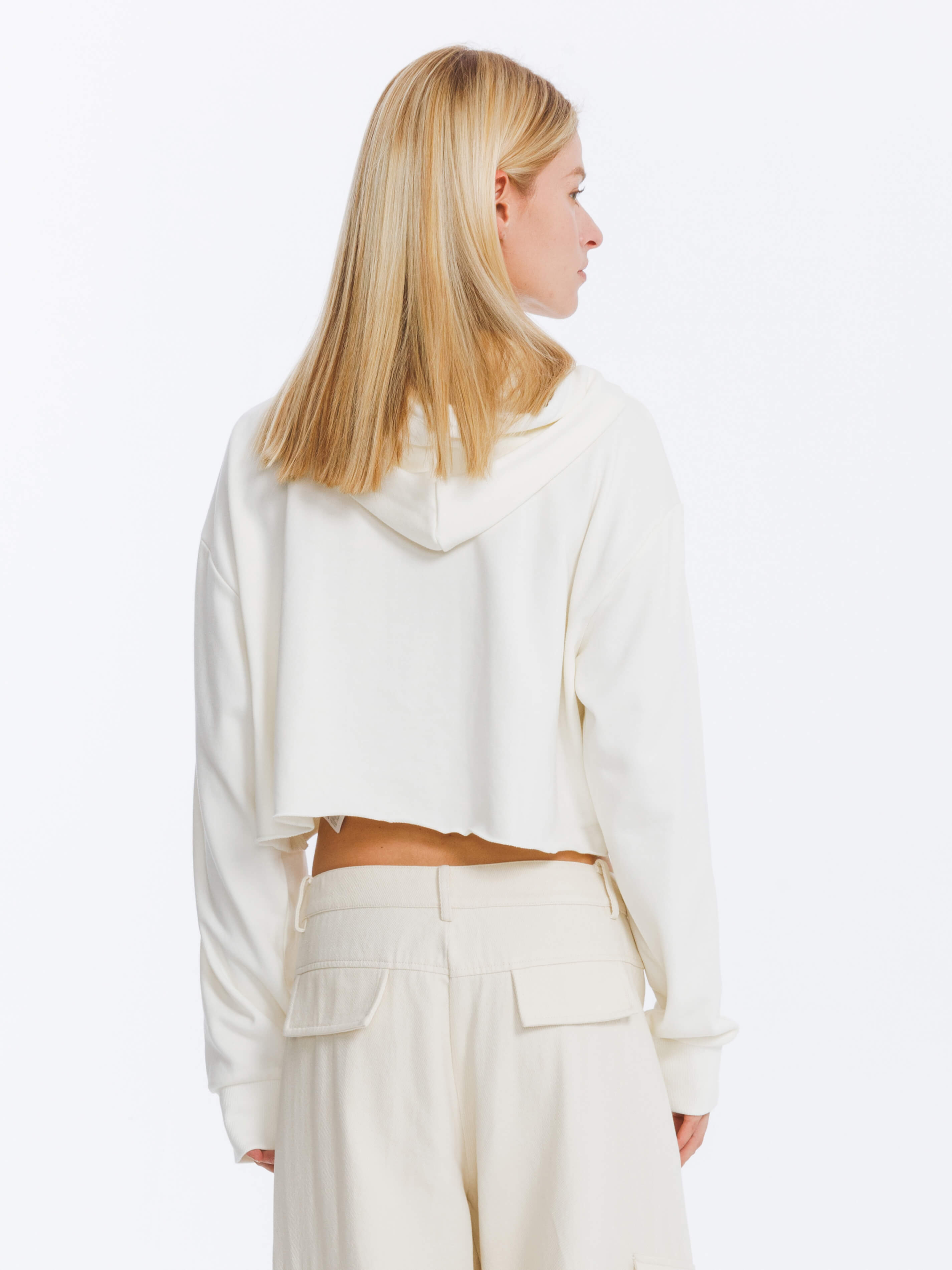CUBIC Print Hooded Cropped Sweatshirt-7