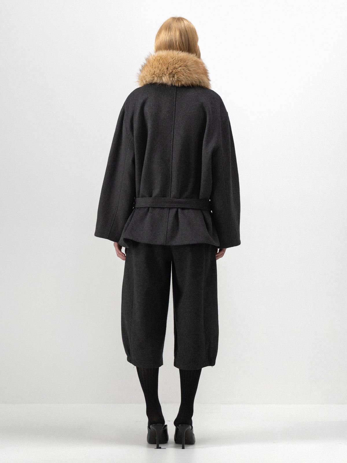 CUBIC Belted Double-Breasted Wool Coat-6