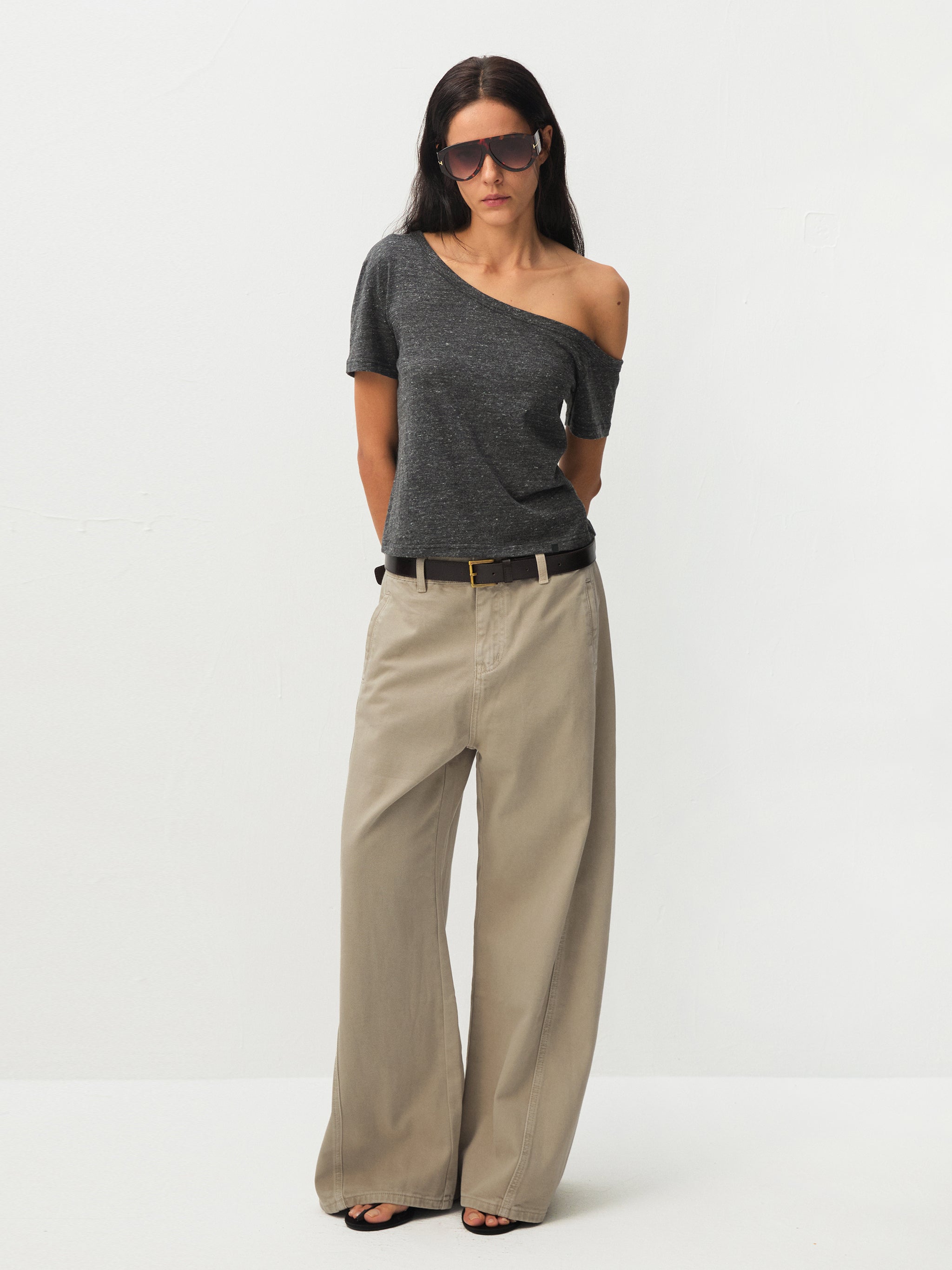 CUBIC Asymmetric Cold-Shoulder T-Shirt-6