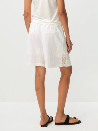 CUBIC Lyocell Linen Lace-Trim Shorts