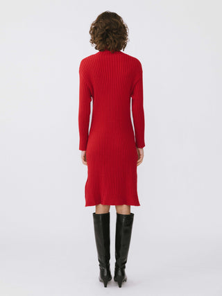 Large Lapel Red Knit Dress