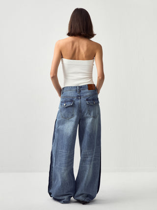 CUBIC Vintage Deconstructed Wide-Leg Jeans