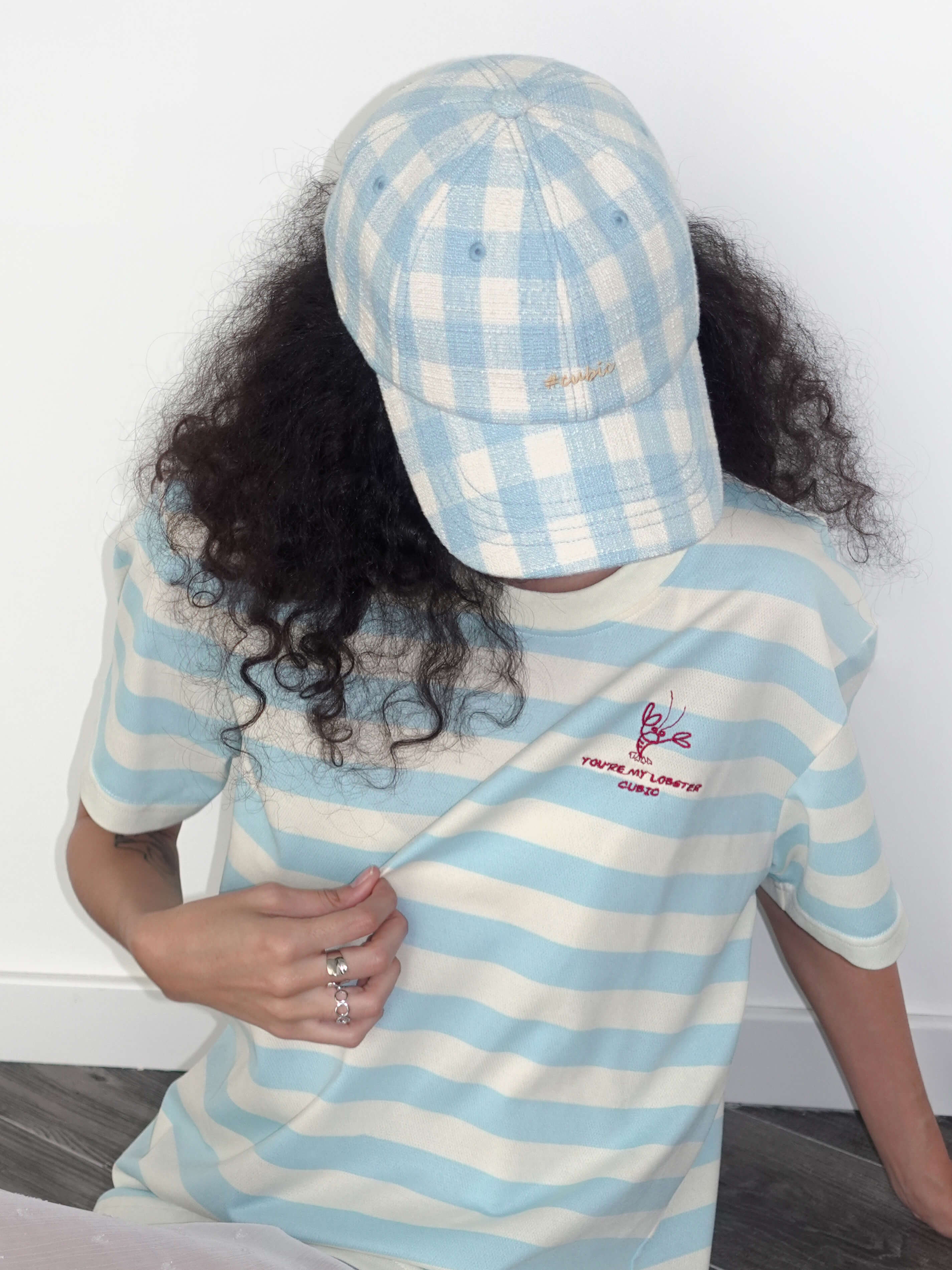 CUBIC Embroidered Plaid Pattern Cap-7