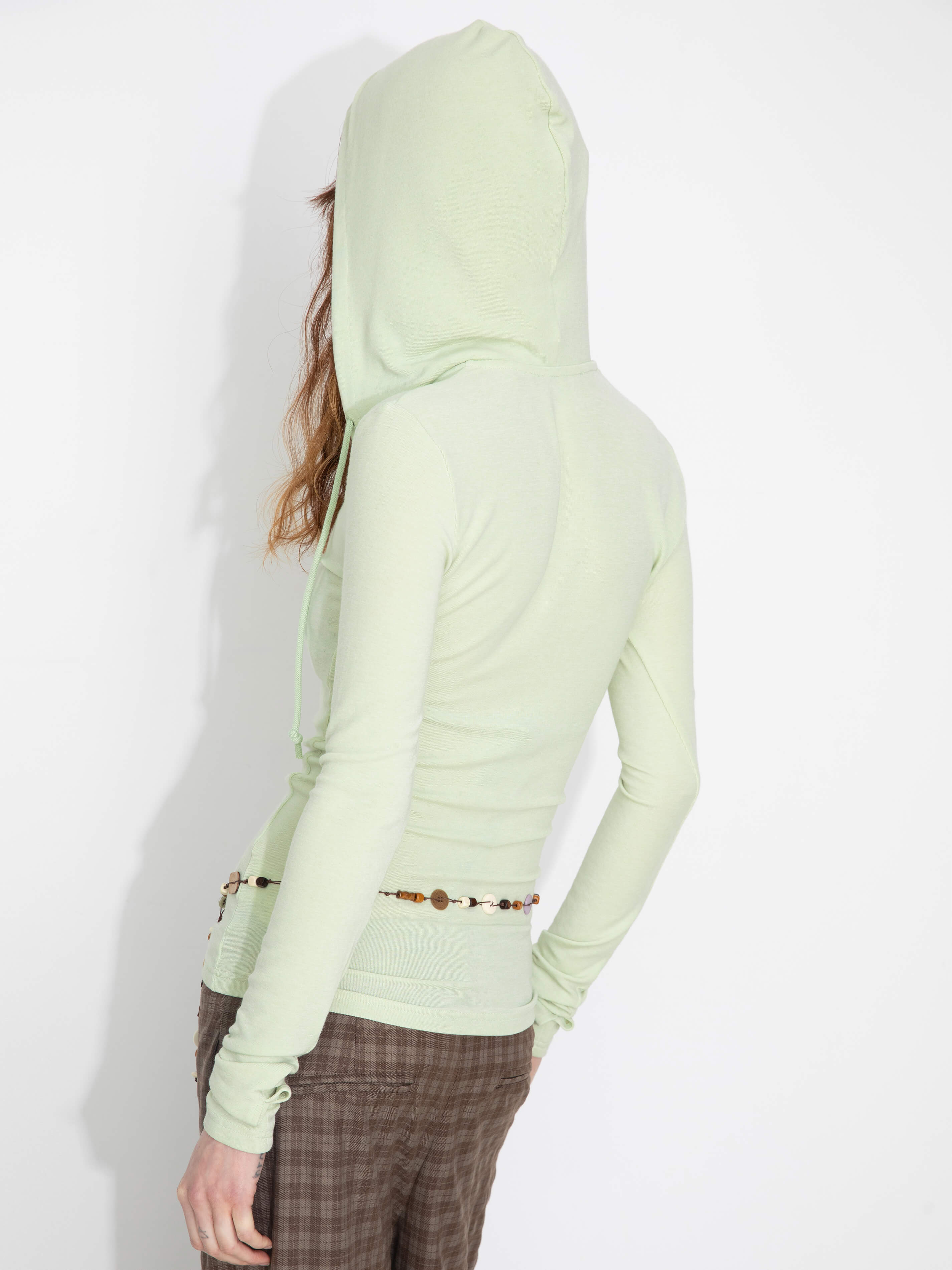 Slim-Fit Hooded V-Neck Long Sleeve Top-7