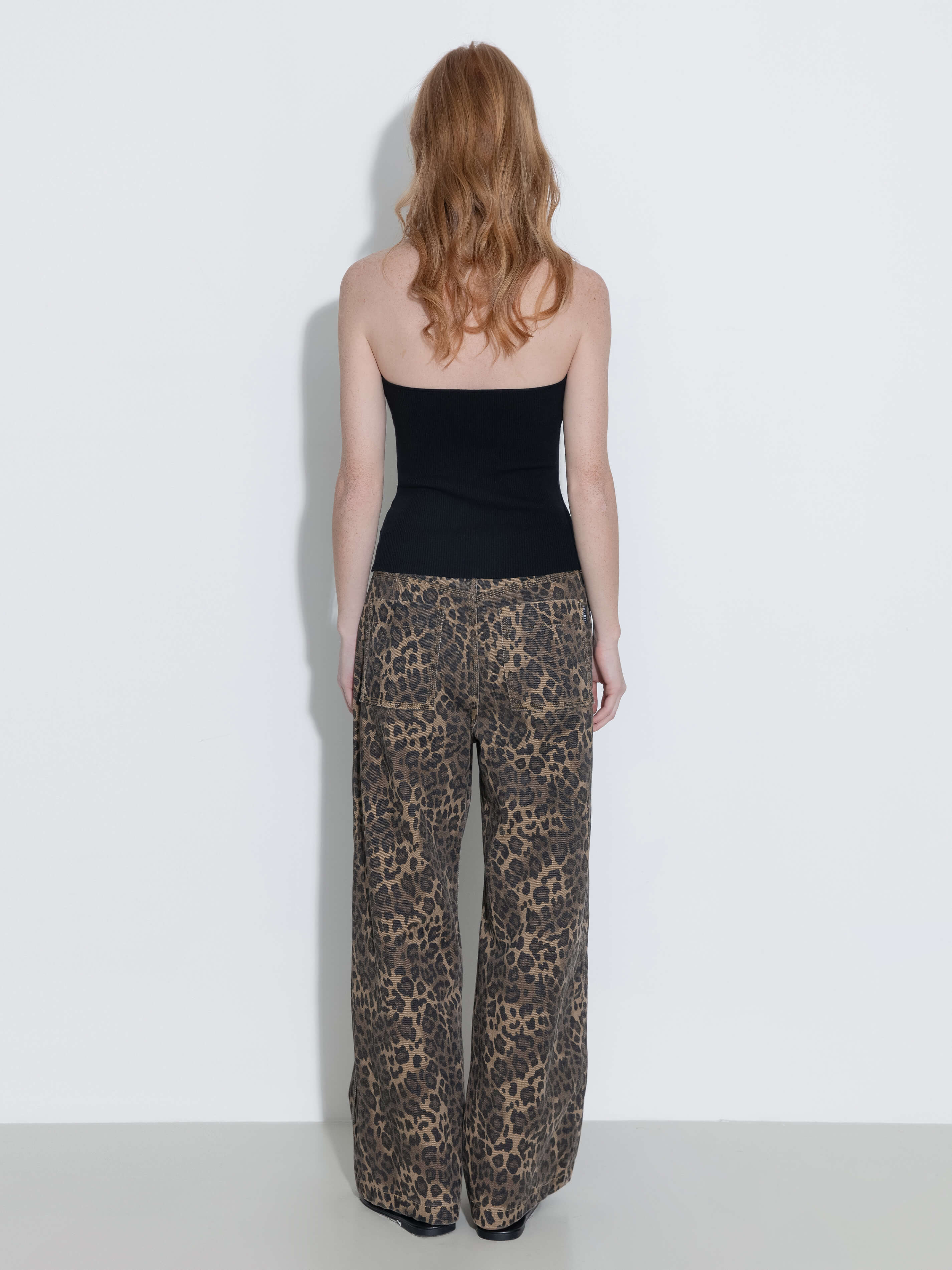 Leopard Wide Leg Denim Jeans-6