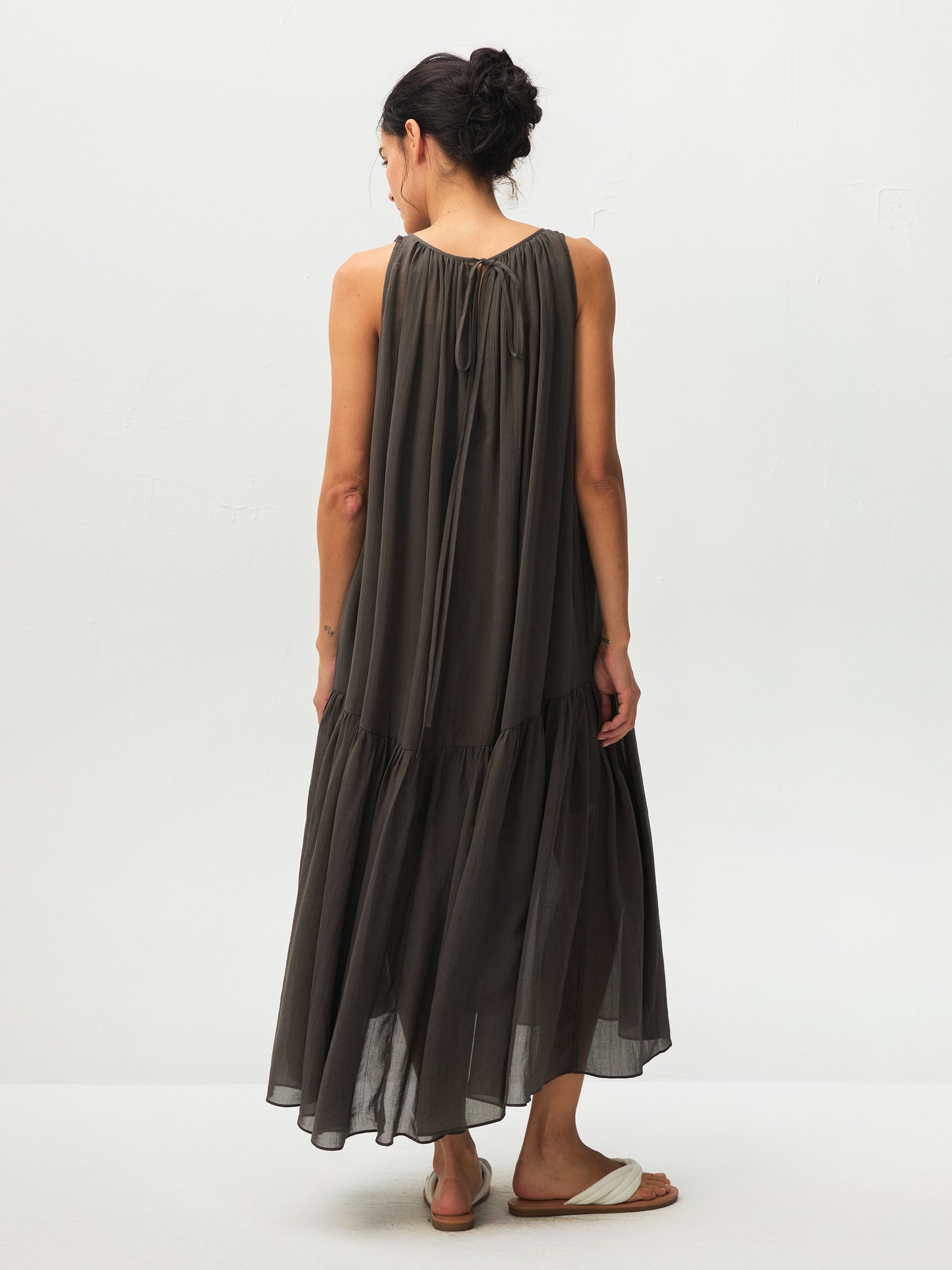 CUBIC Tiered Halter Neck Lyocell Midi Dress-6