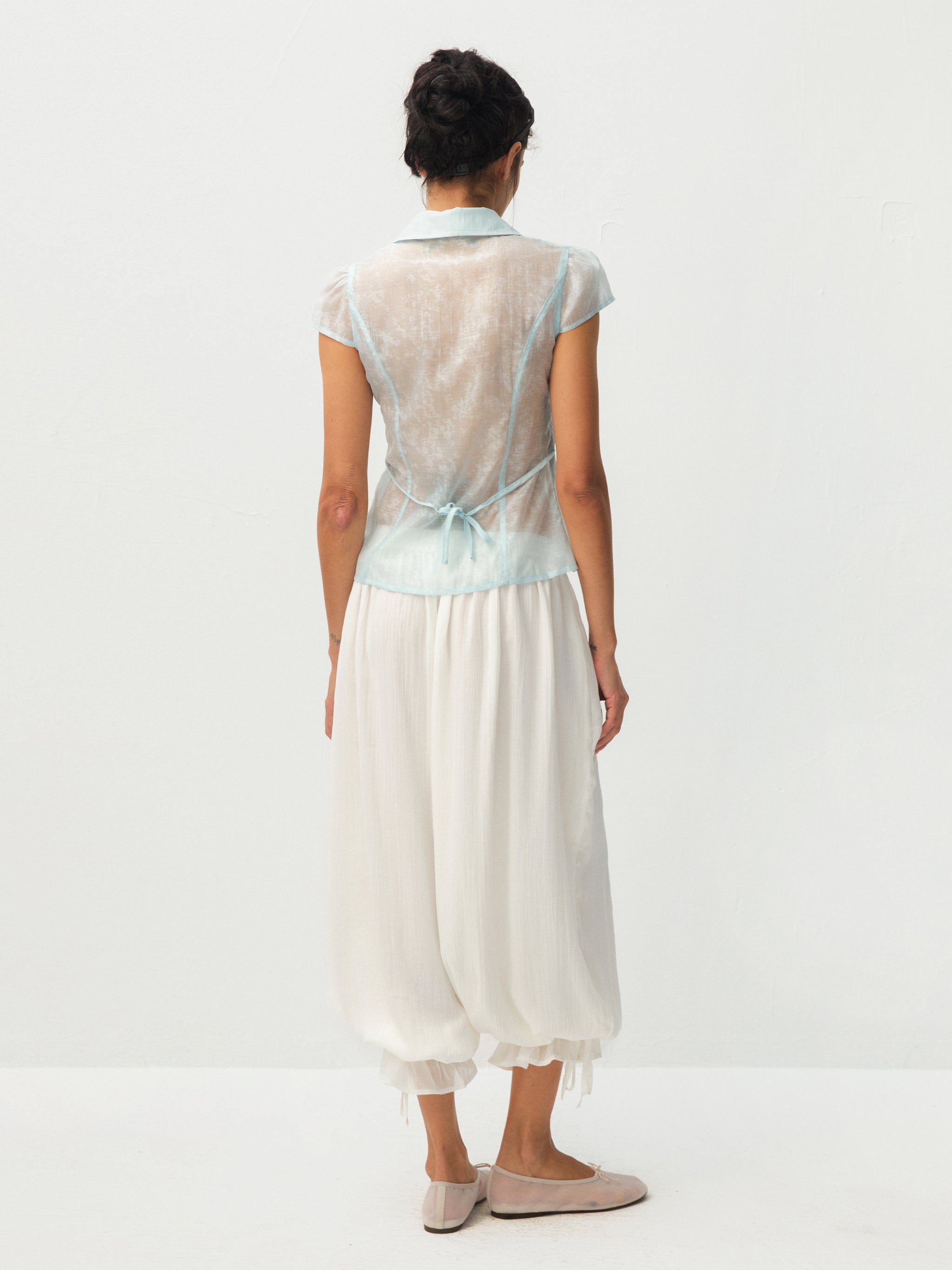 CUBIC Lyocell Semi-Sheer Fitted Blouse-6