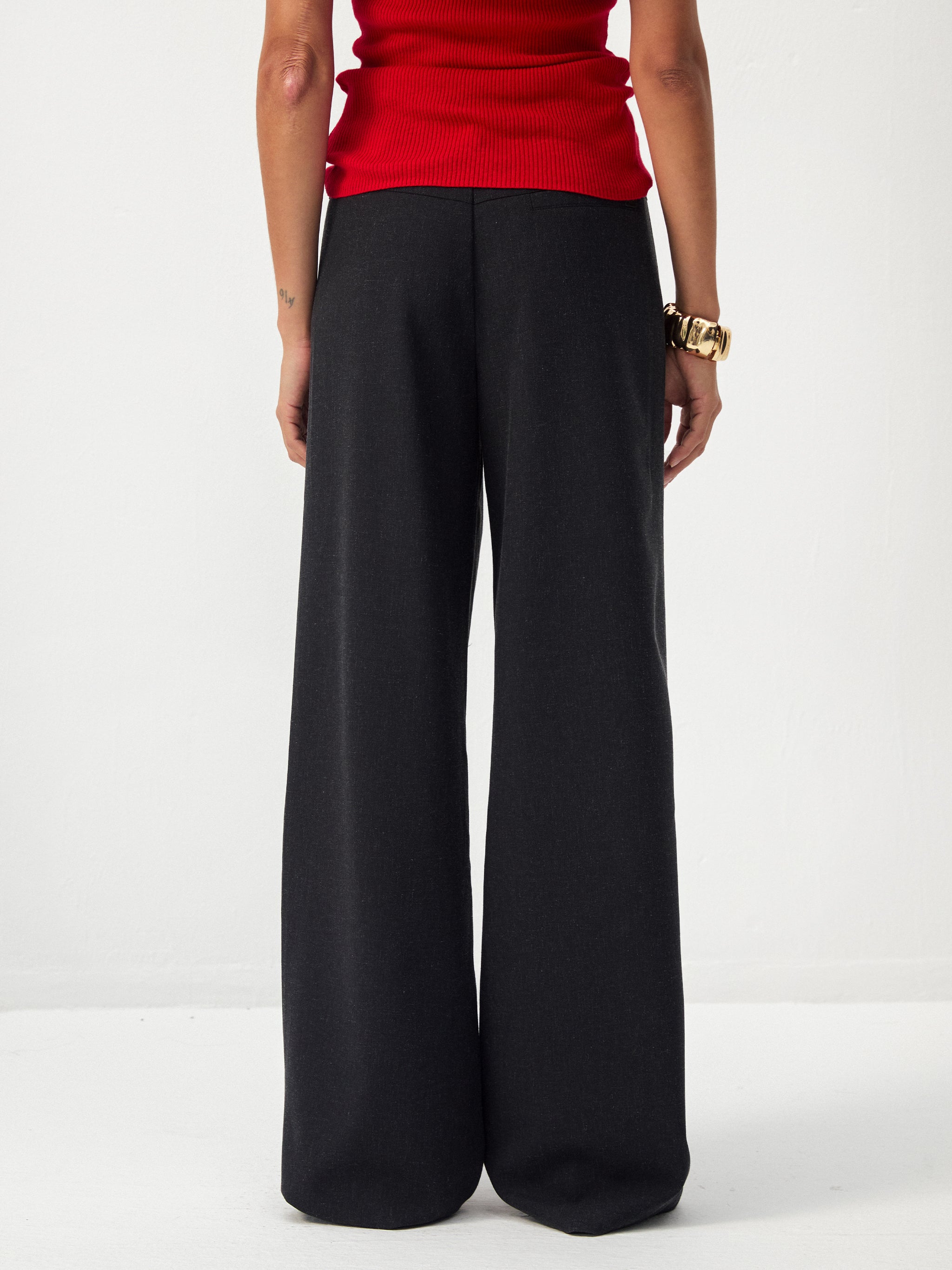 CUBIC Black High-Waisted Wide-Leg Pants-6