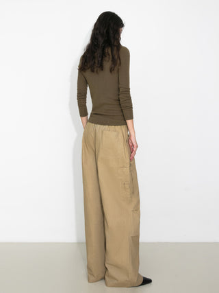 Relaxed Draped Straight-Leg Utility Pants
