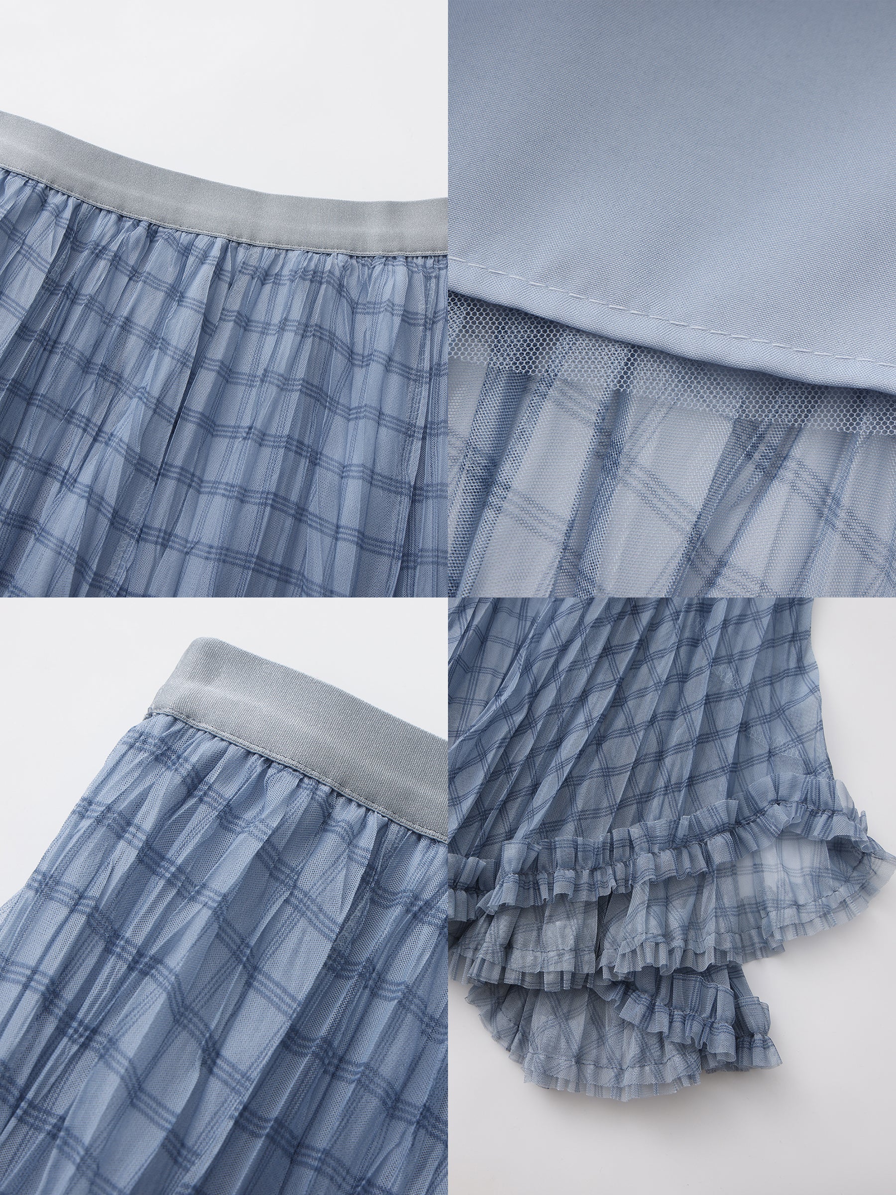 CUBIC Flowy Asymmetric Mesh Maxi Skirt-8