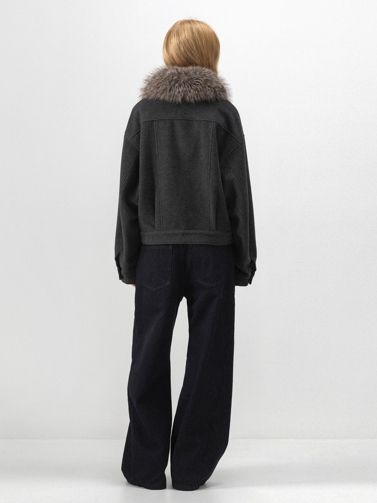 CUBIC Detachable Faux-Fur Collar Cocoon Jacket-6