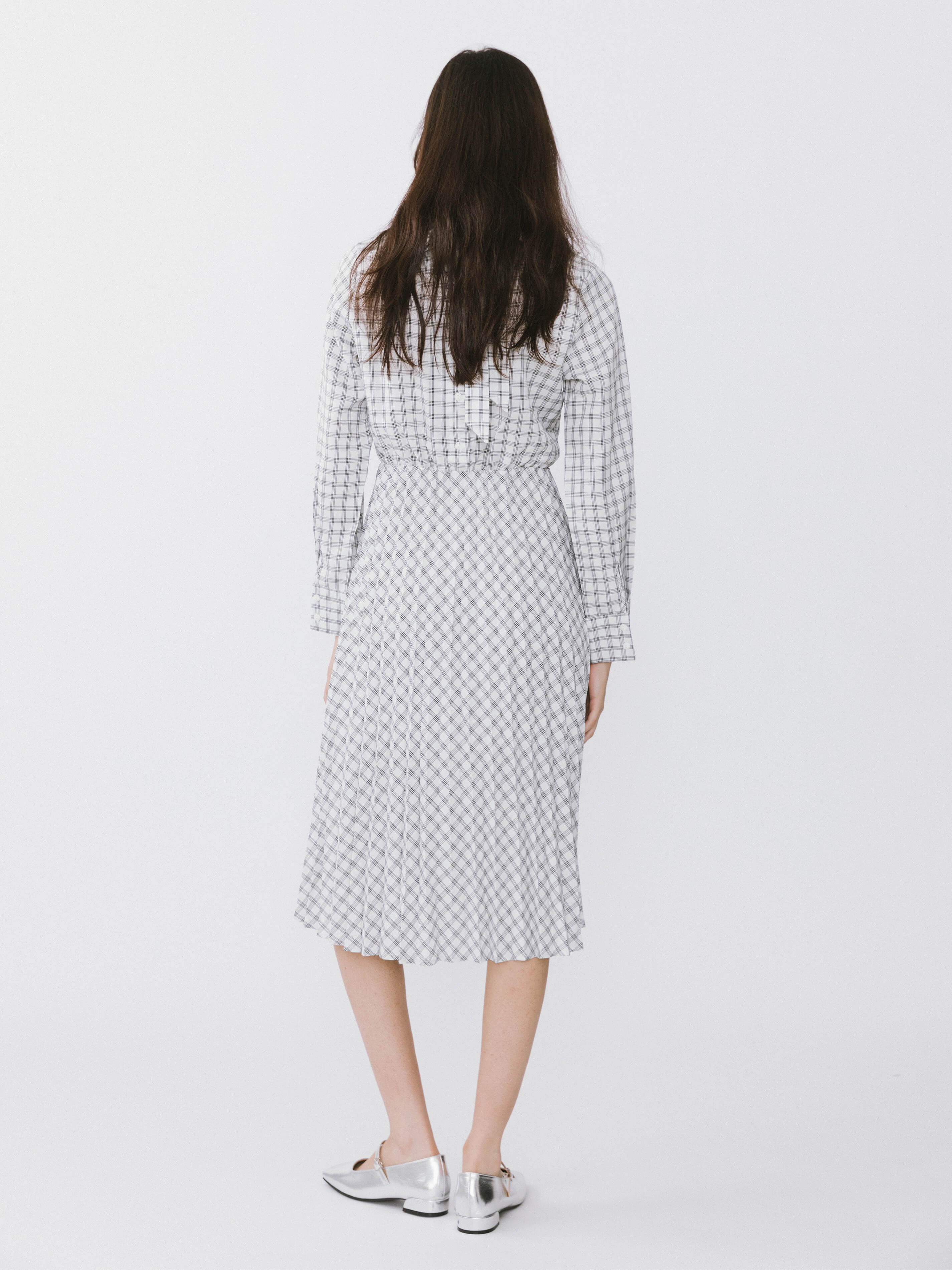 Tartan Neck Tie A-line Dress-7