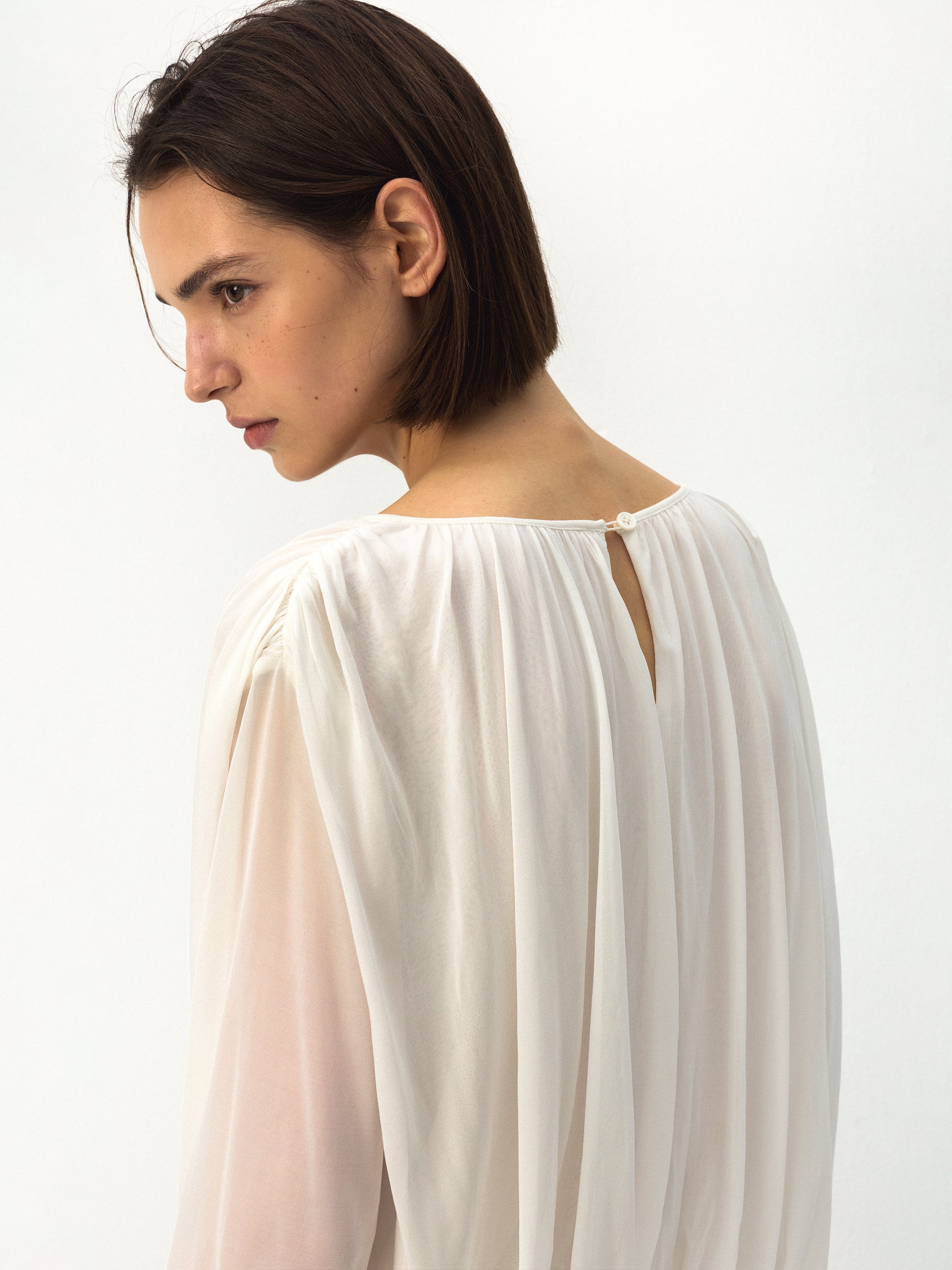 CUBIC Tie Neck Batwing Blouse-6