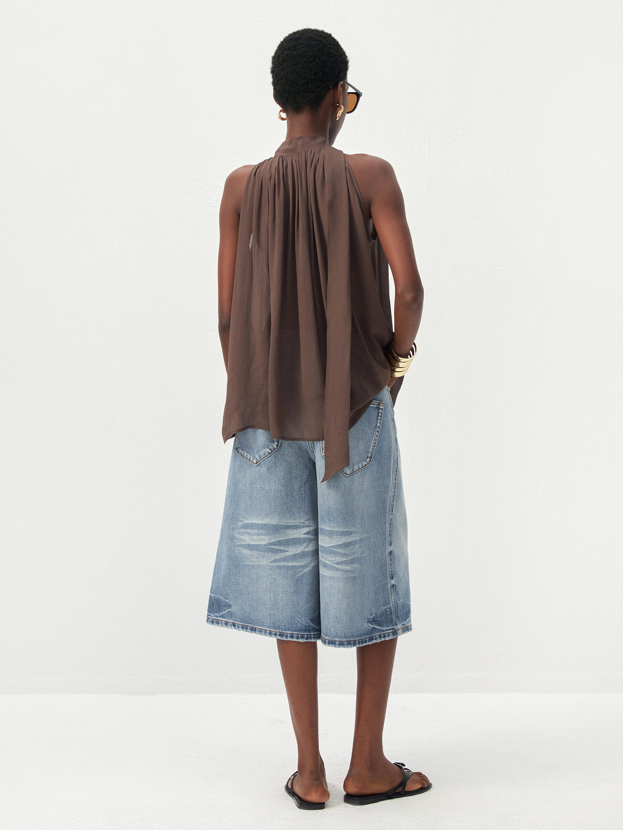 CUBIC Halter Neck Keyhole Sleeveless Blouse-6