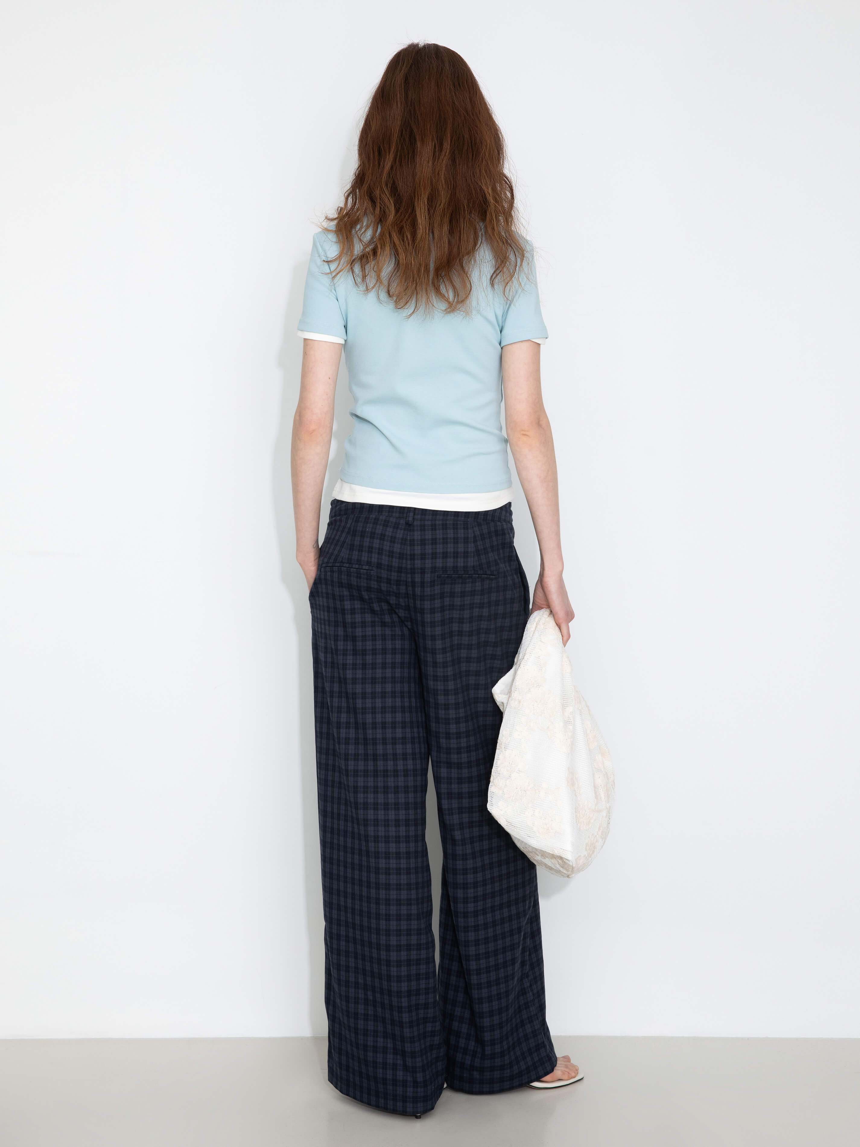 Drawstring Checkered Wide-Leg Casual Pants-7