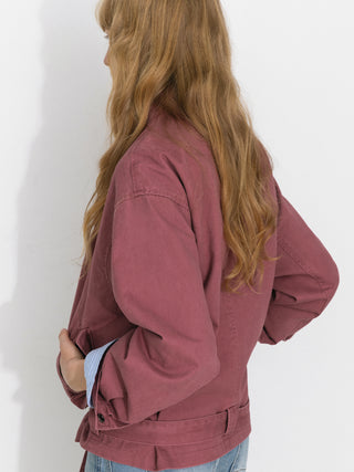 Stand-Collar Washed Twill Utility Jacket