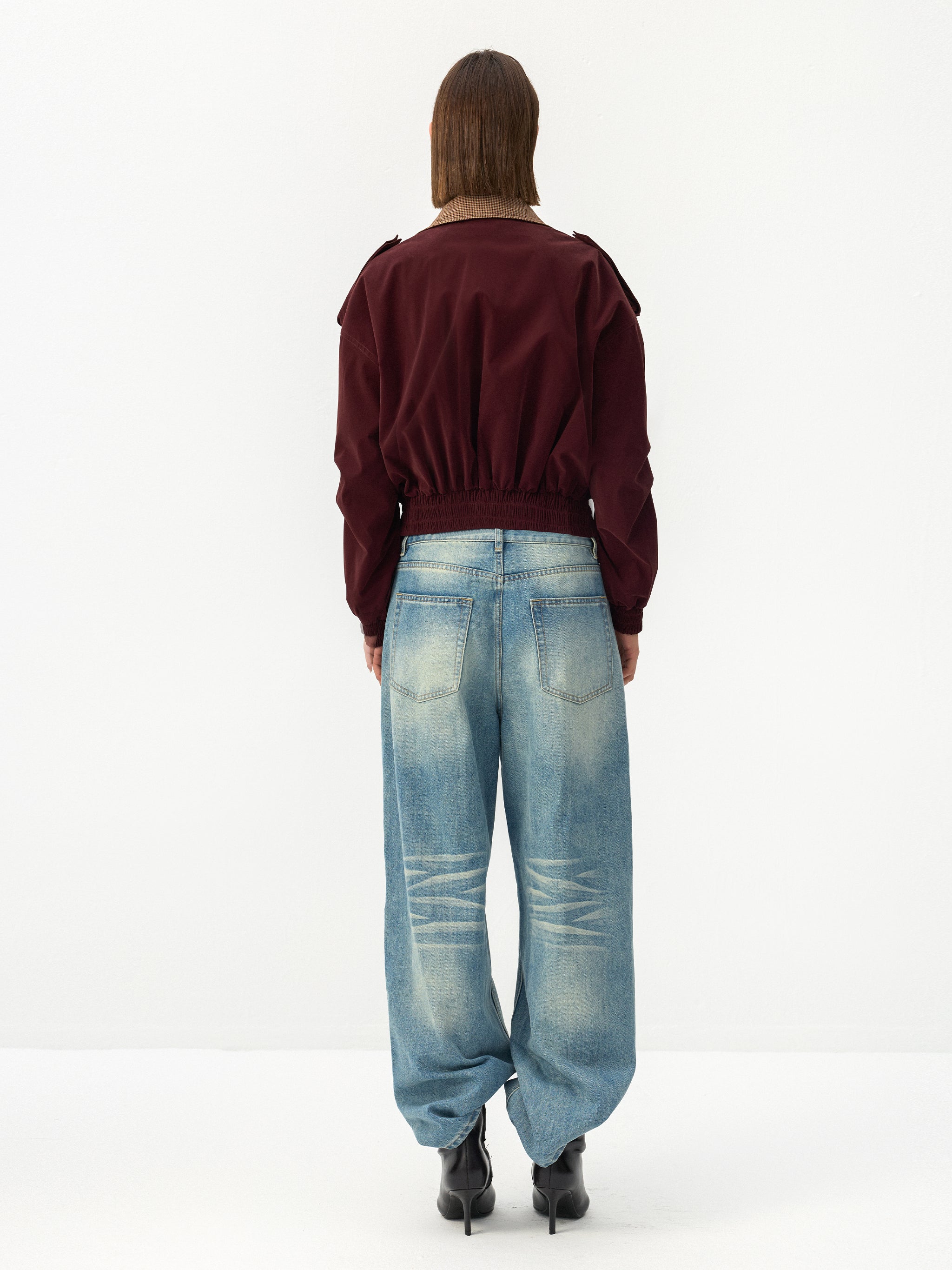 CUBIC Burgundy Harrington Jacket-6