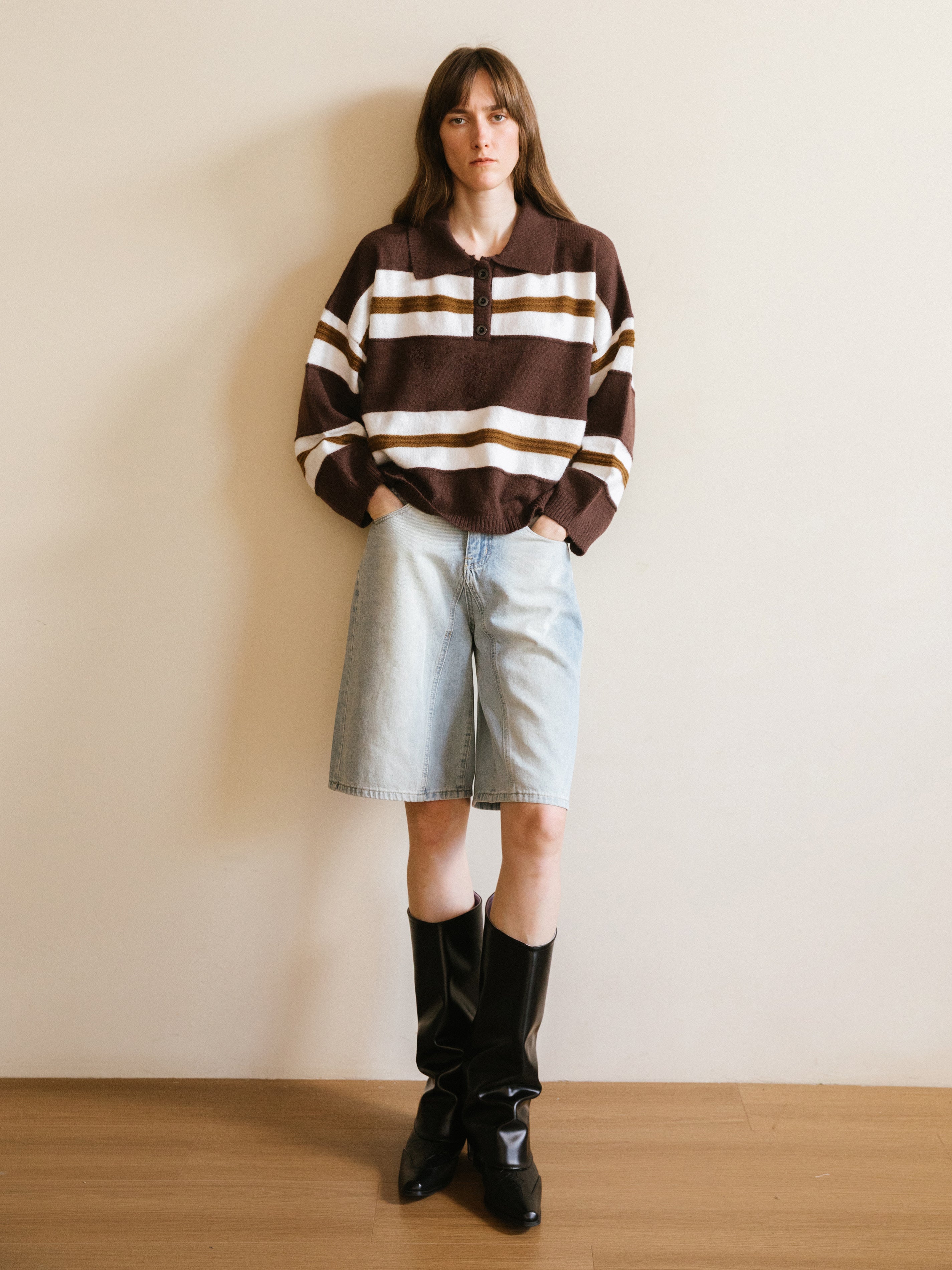 Oversized Contrast Striped Sweater-6