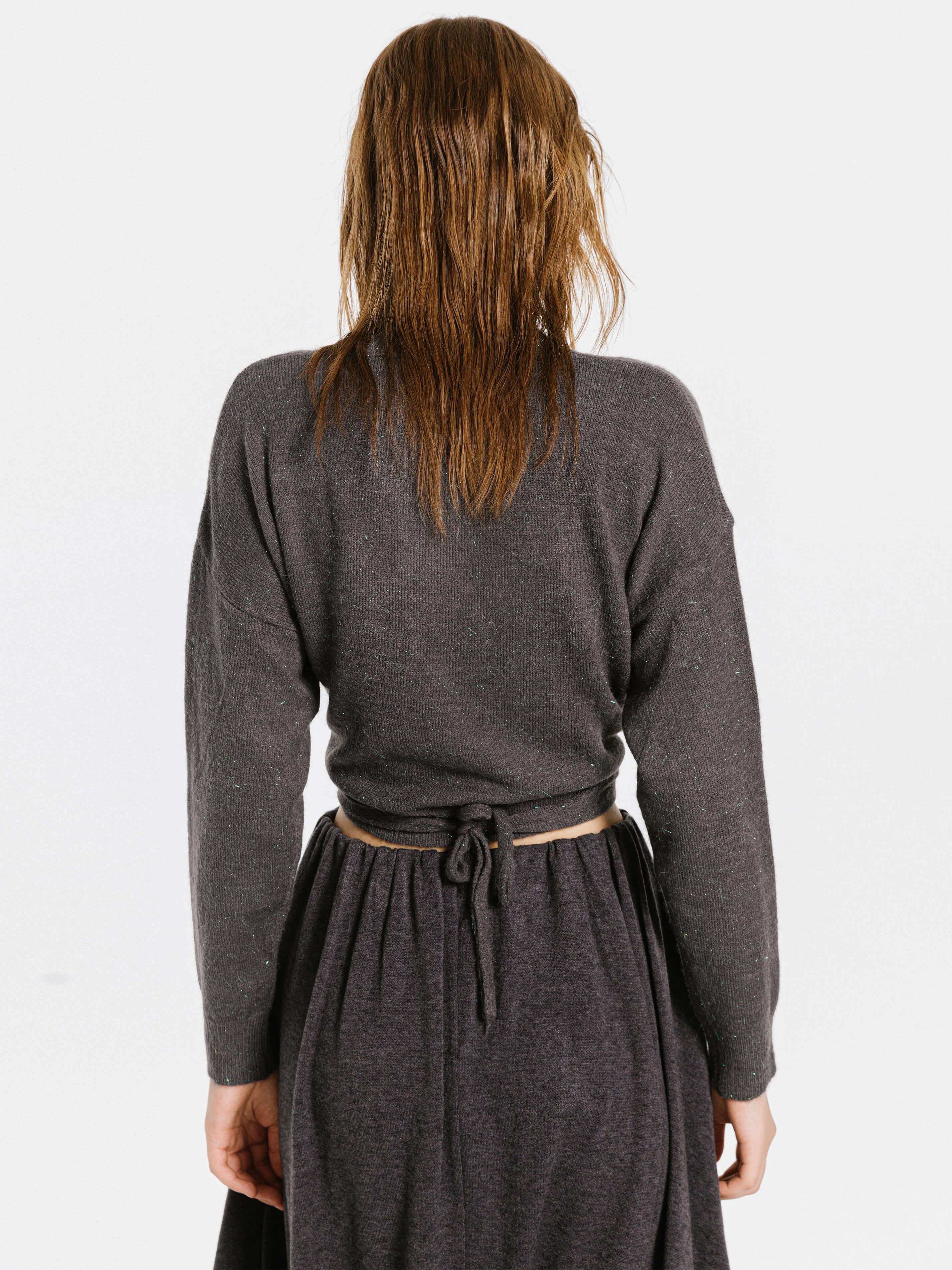 Crew Neck Front Tie Knit Sweater-5