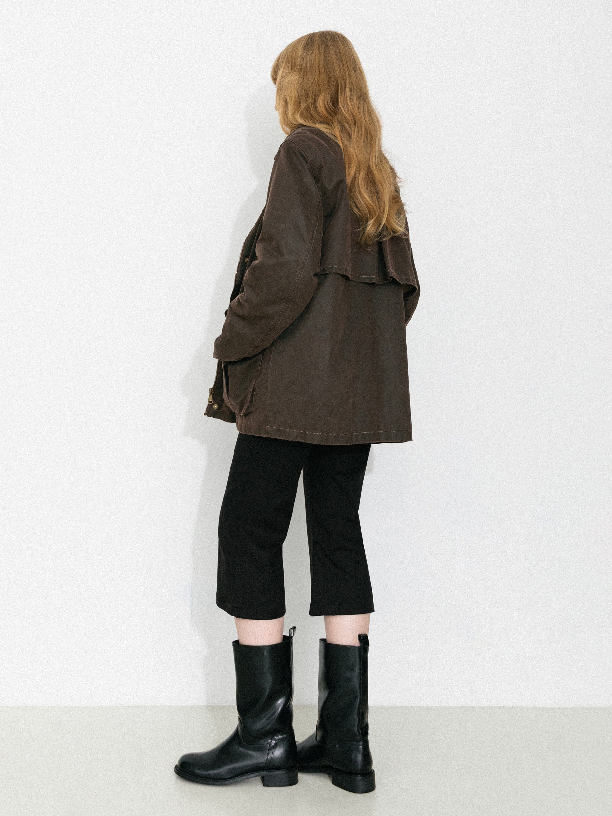 Washed Stand-Collar Workwear Down Jacket-6