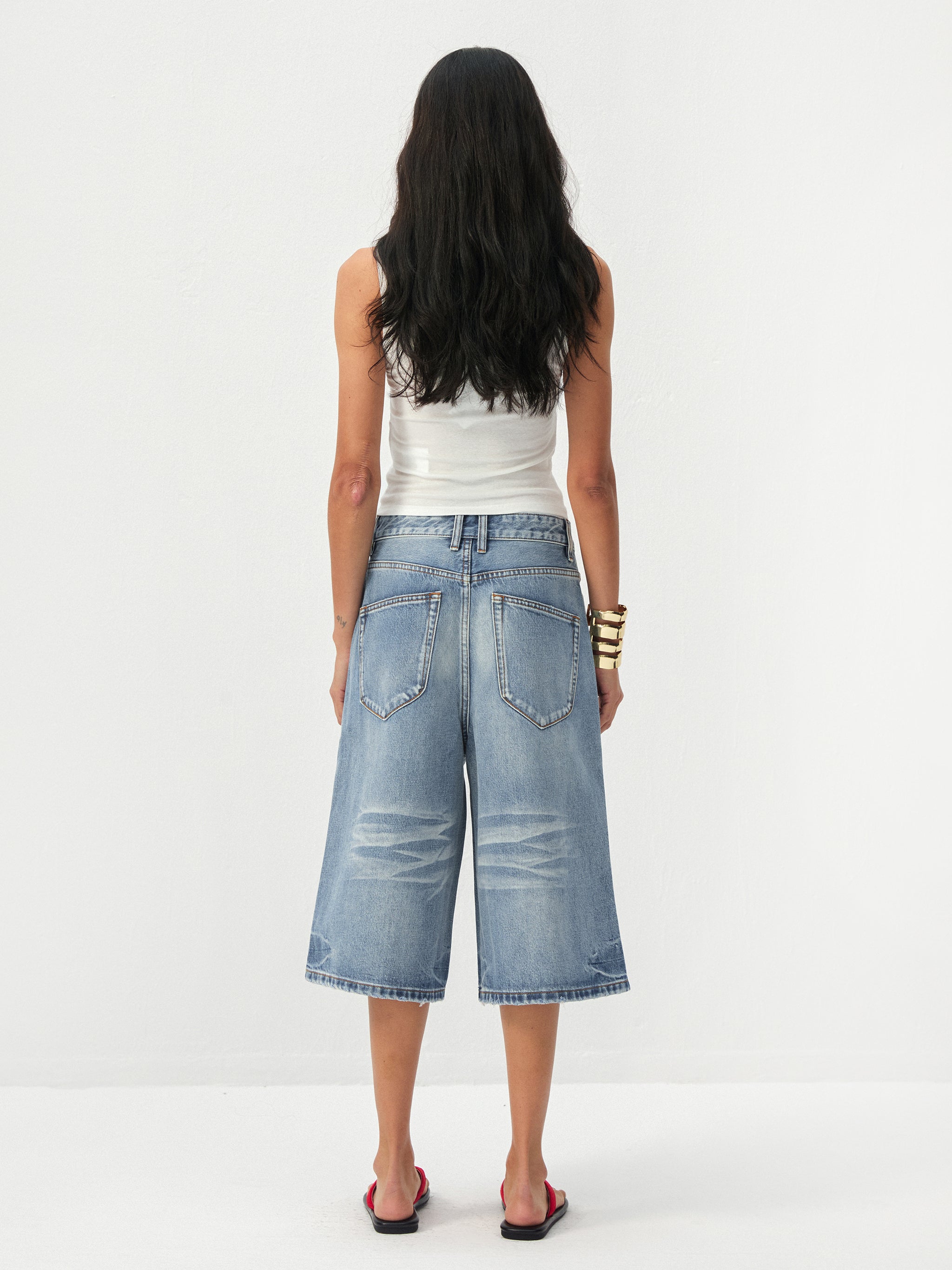 CUBIC Washed Denim Culottes-6