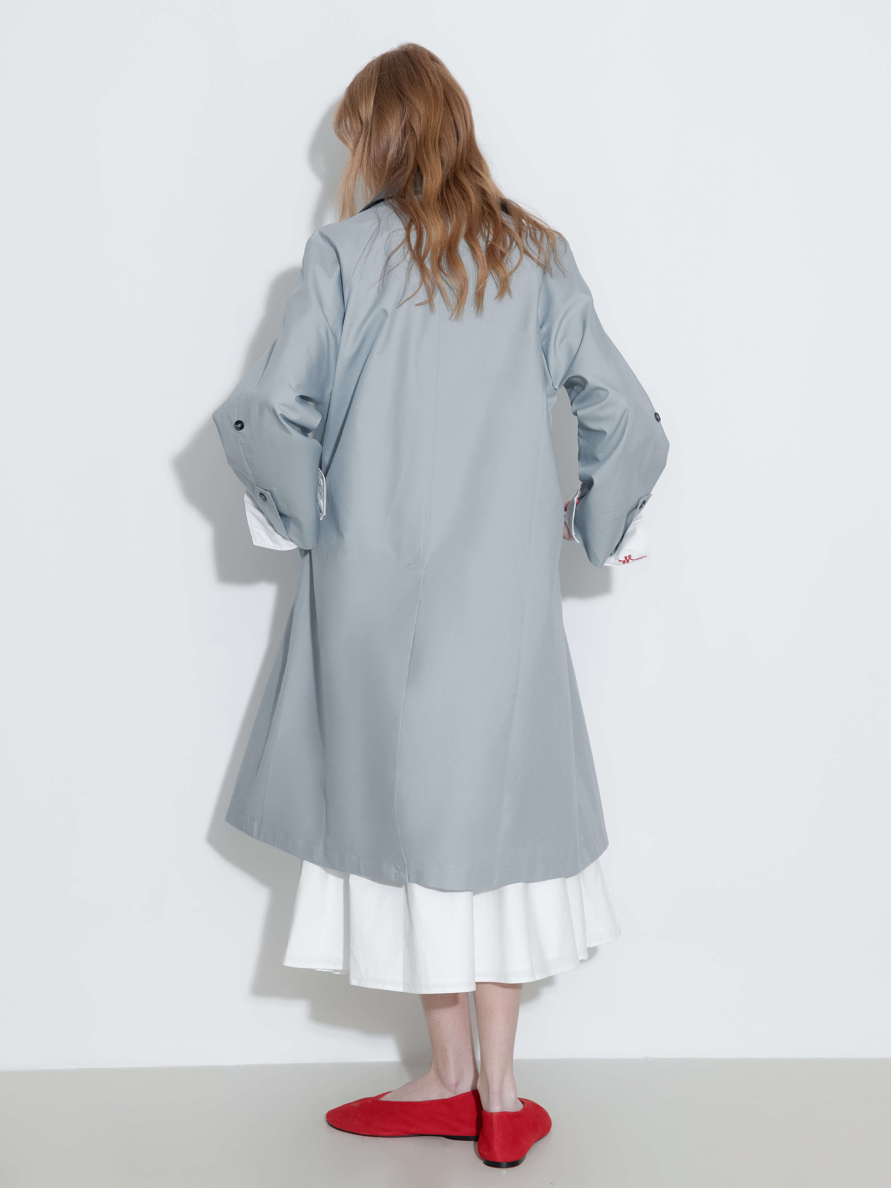 Color-Blocked Collar Long Trench Coat-7