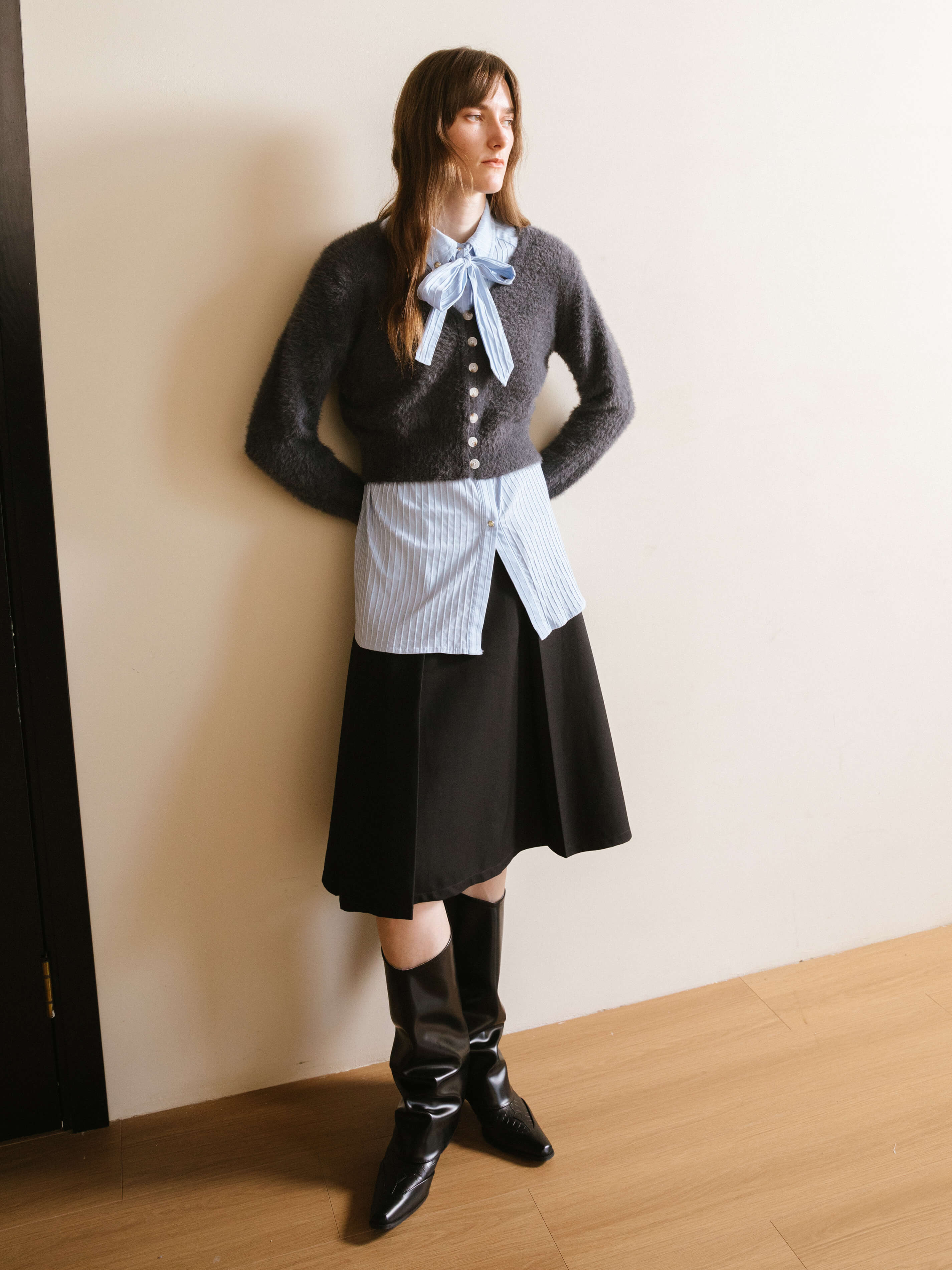 Fluffy Cropped Knit Cardigan-6