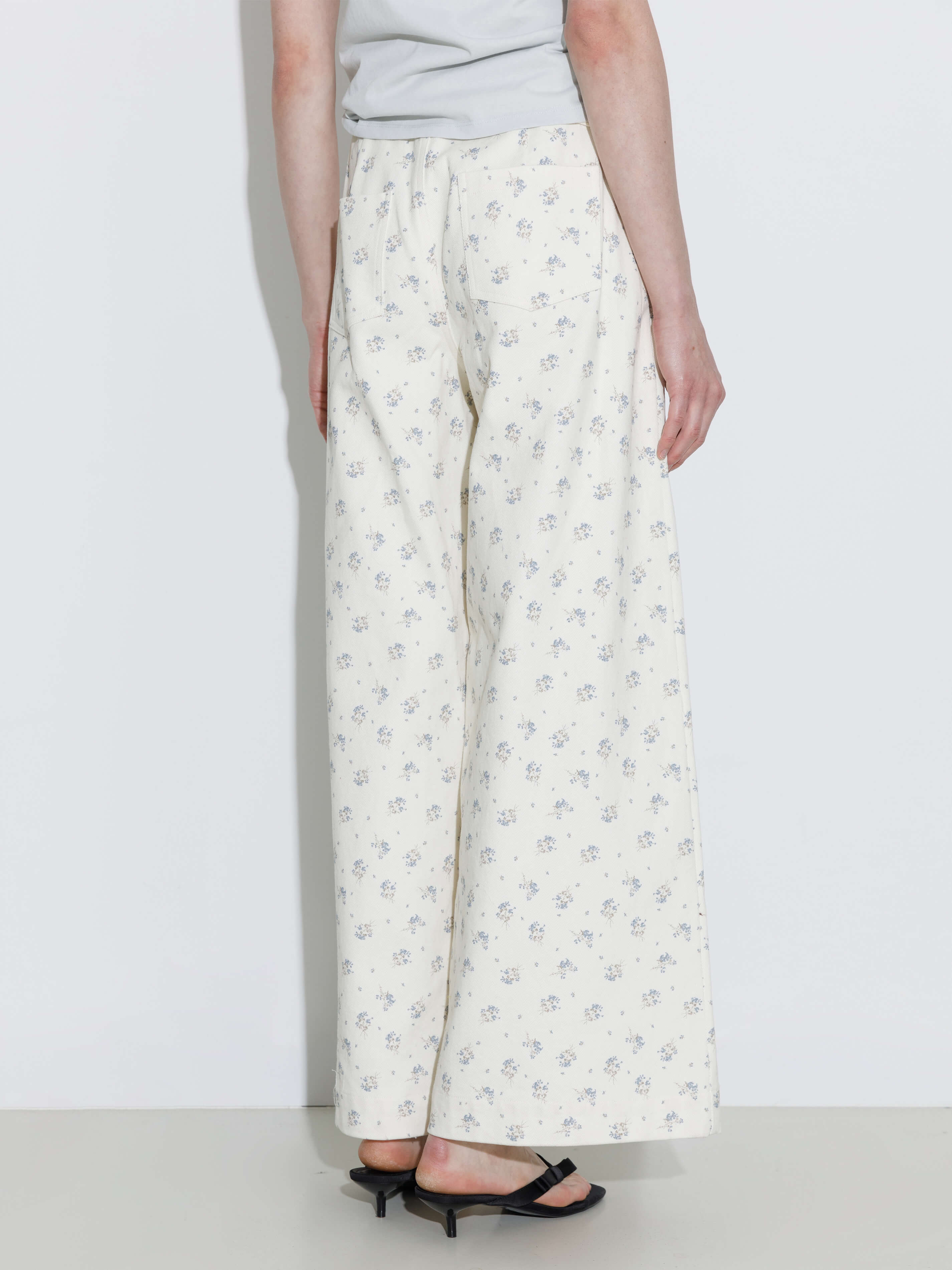 Floral Print 100%Cotton Loose Fit Wide-Leg Casual Pants-7