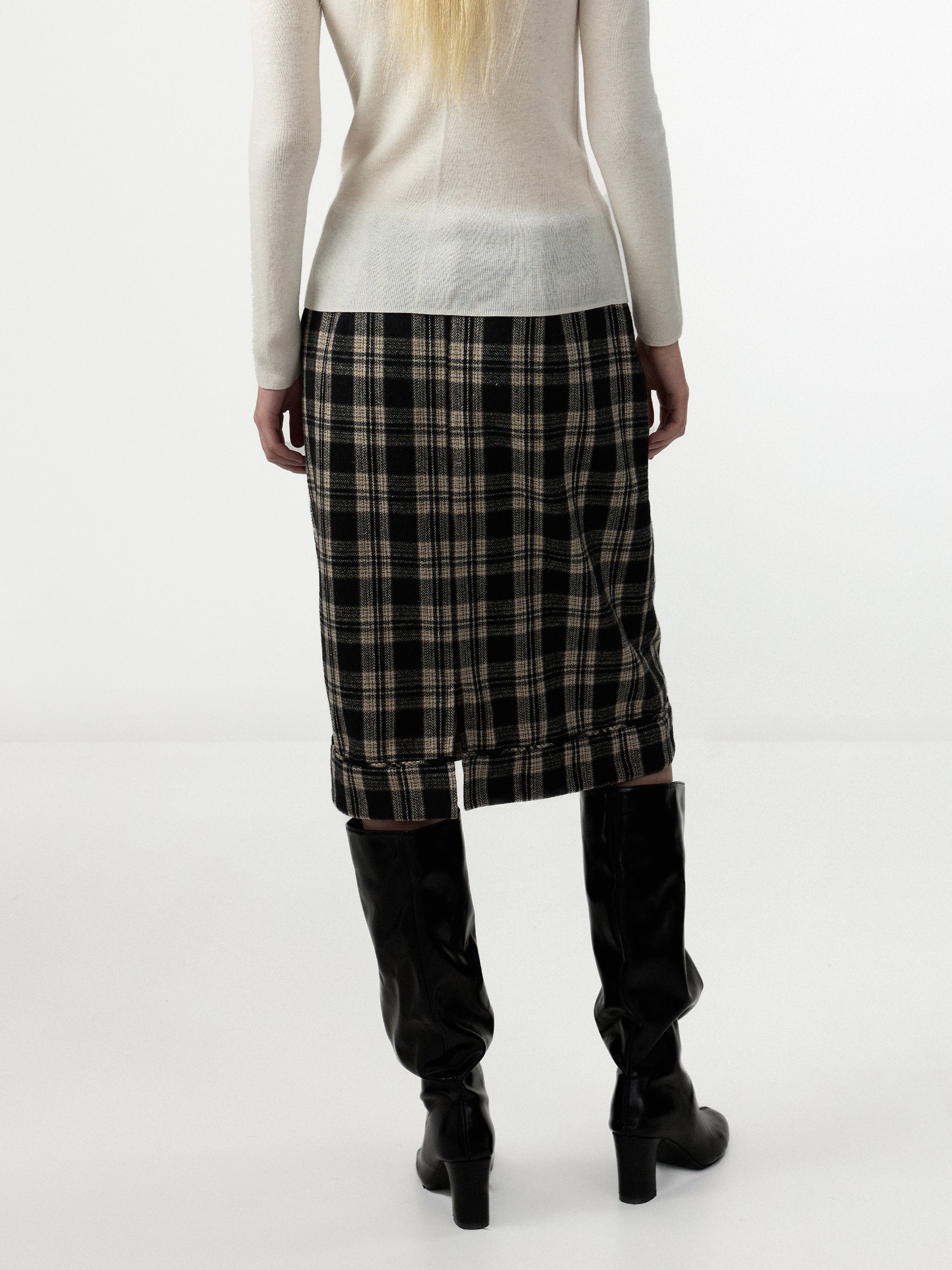 CUBIC Wool‑Blend Straight‑Leg Midi Skirt-6