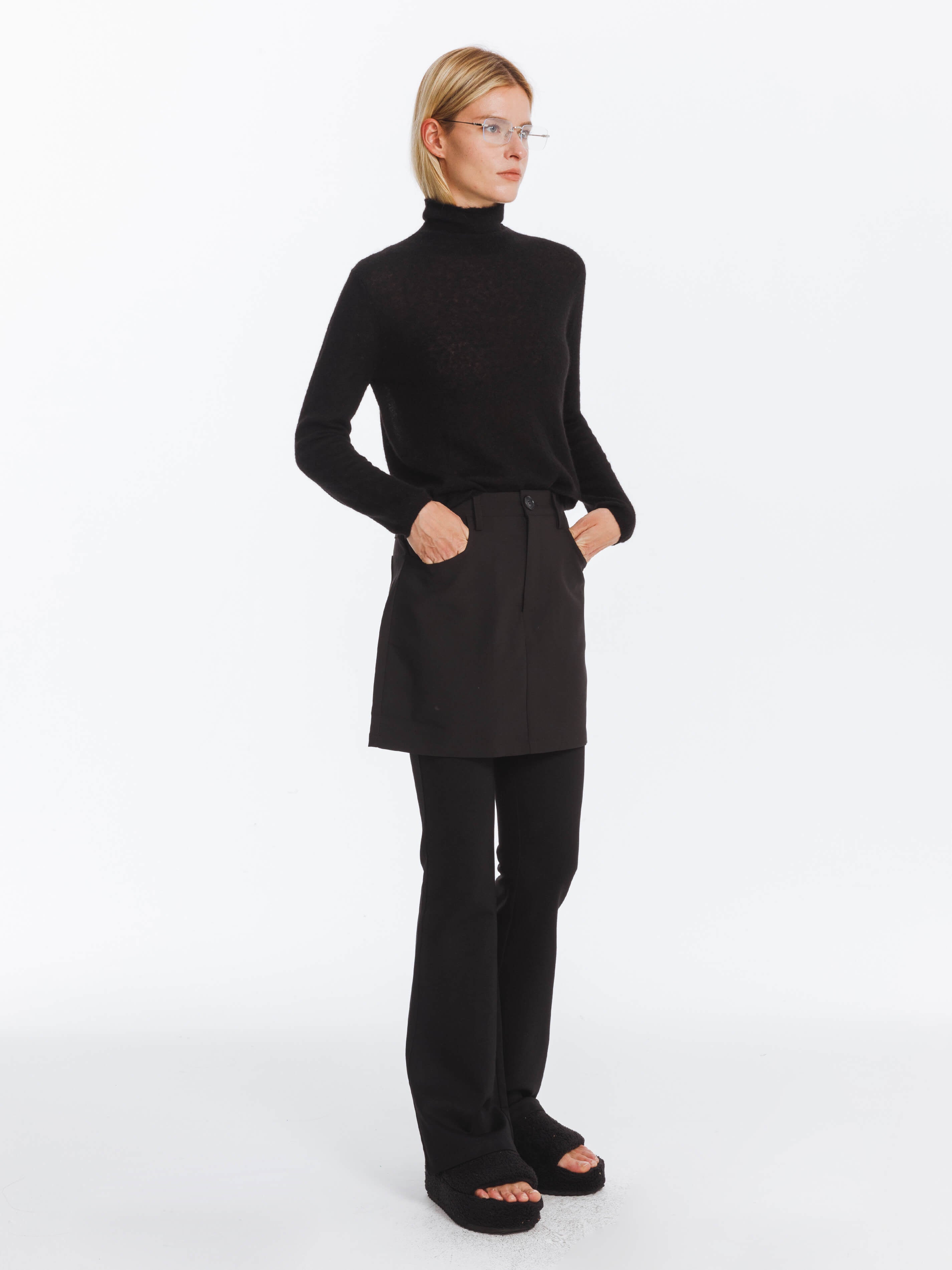 High Waisted Flared High Elastic Trousers-6