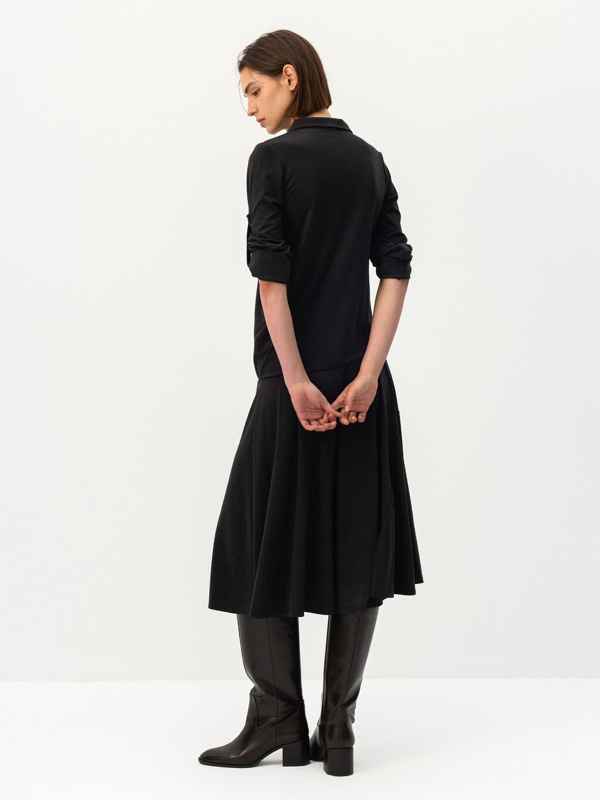 CUBIC Lace-Up Drop-Waist Midi Dress-6