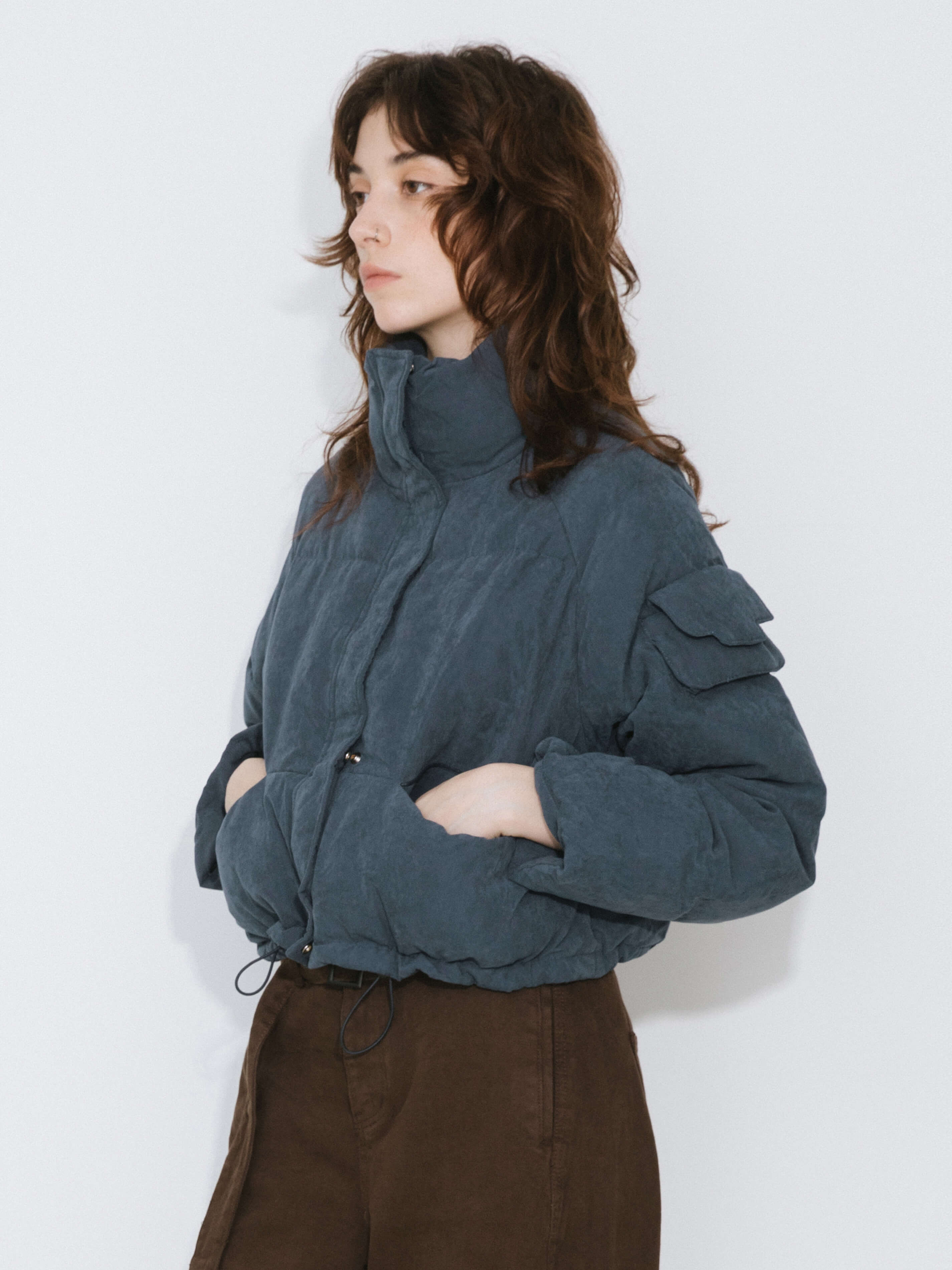 High Neck Short Puffer Down Coat-7